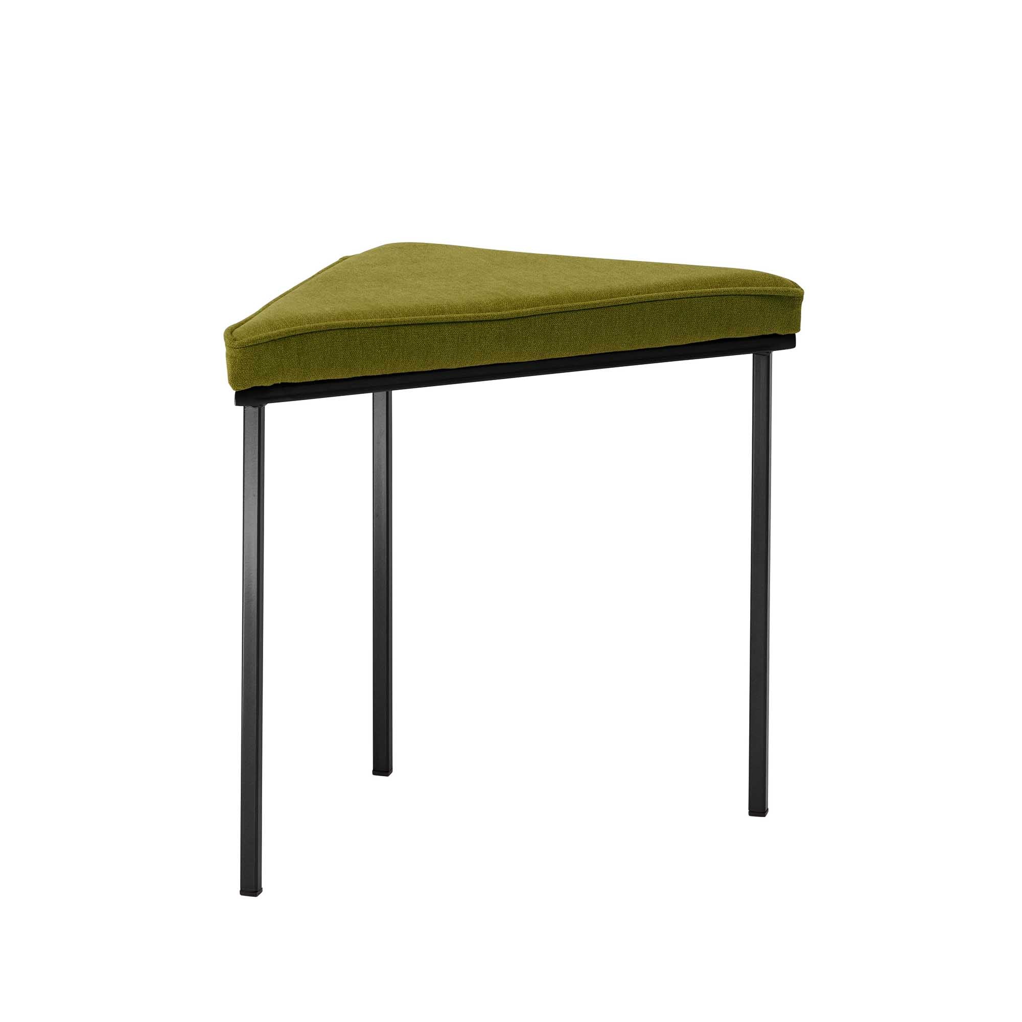 Tripod Stool, Powder-Coated Frame green fabric, black frame, front view