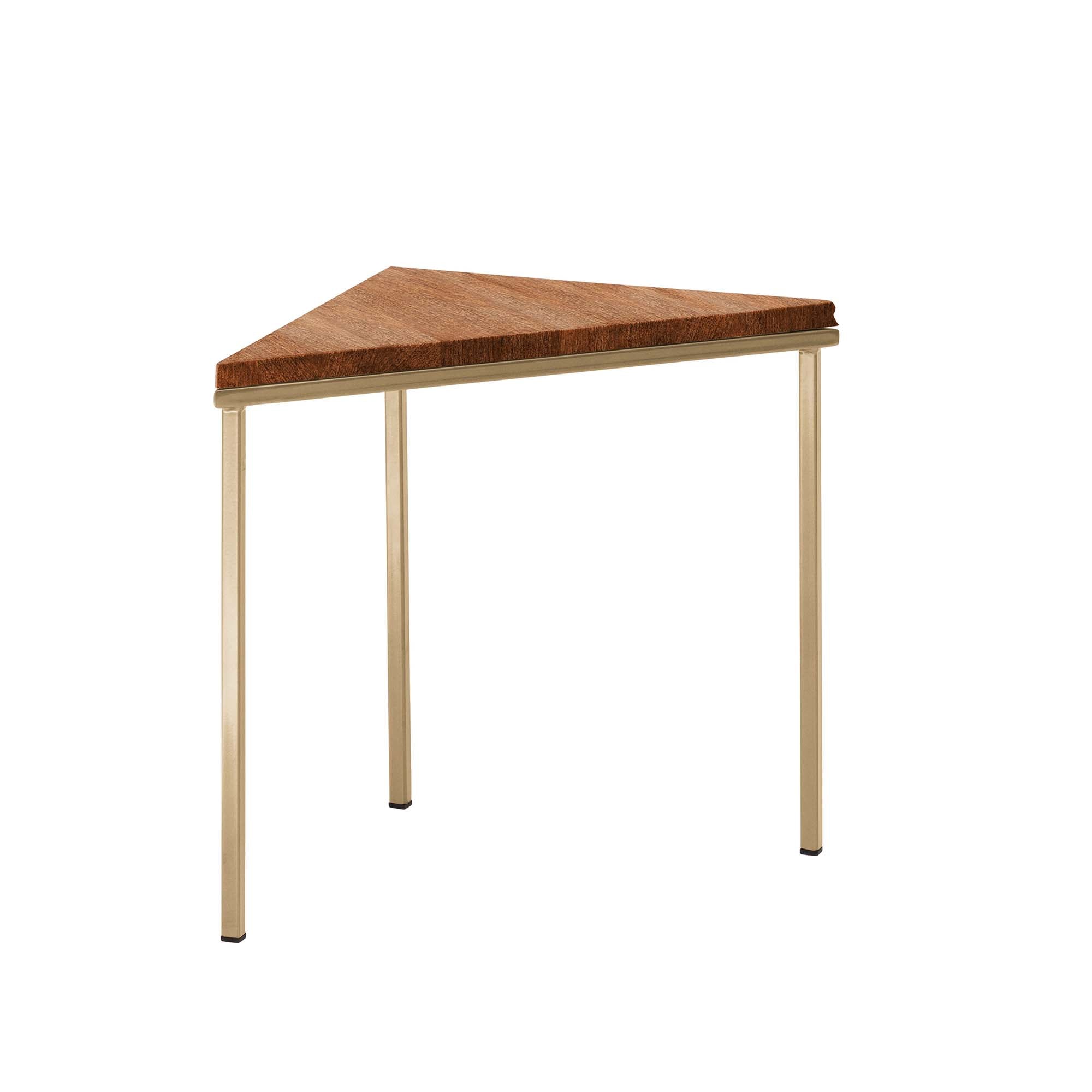 Tripod Table, Beech Wood, Walnut Colour yellow frame, front view