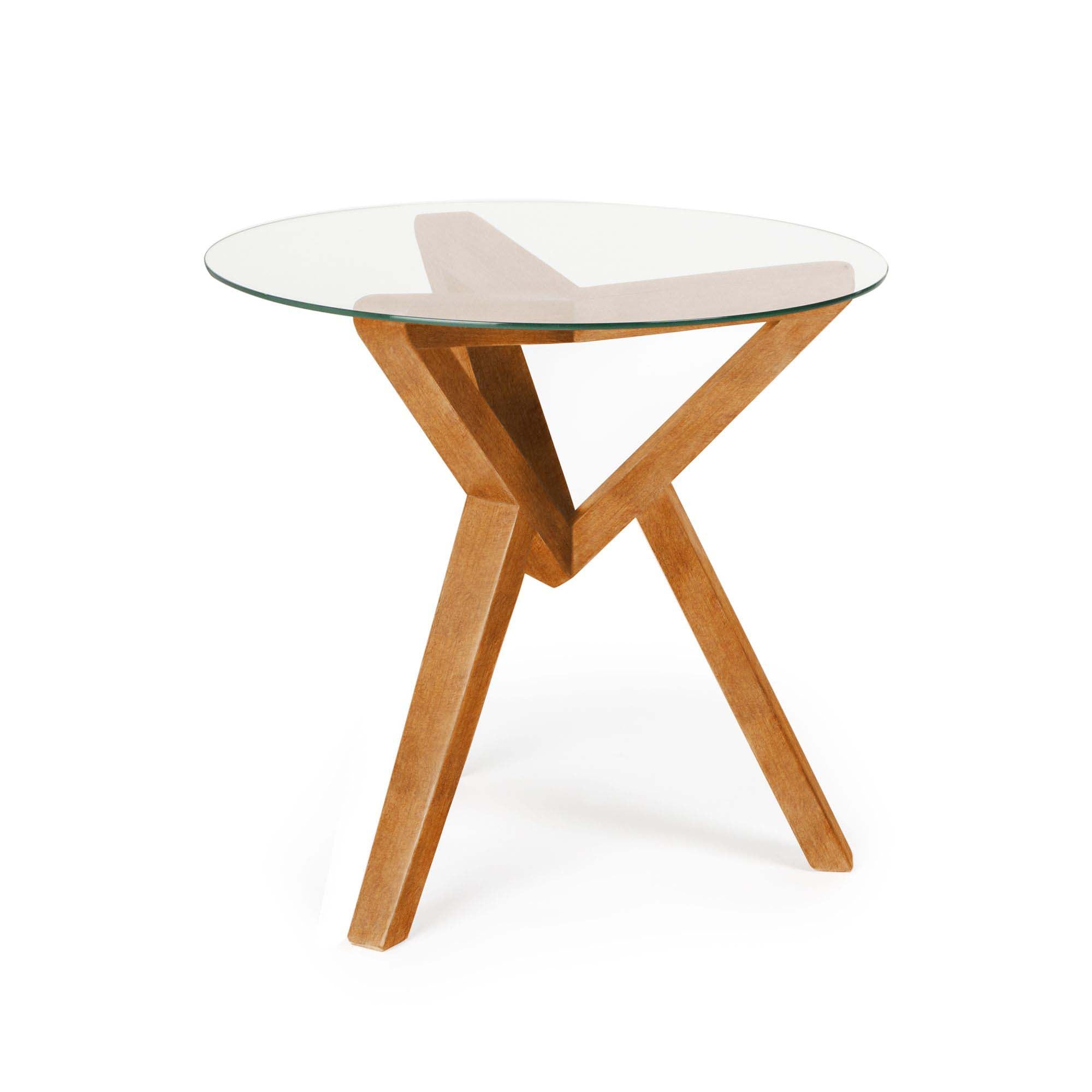 Side Table, Beech Wood Frame, Oak Colour side view
