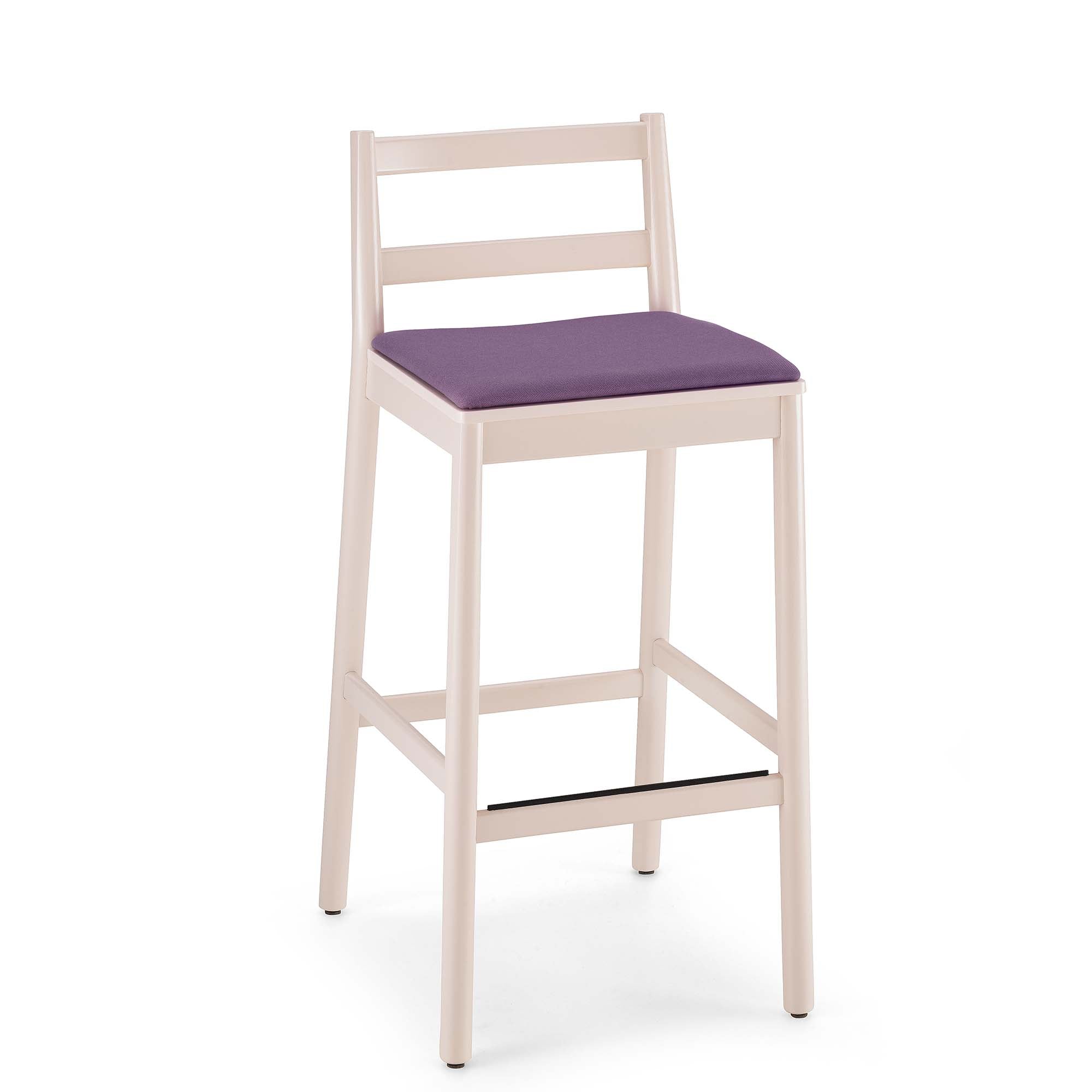 JULIE IMB Stool with purple seat and natural seat