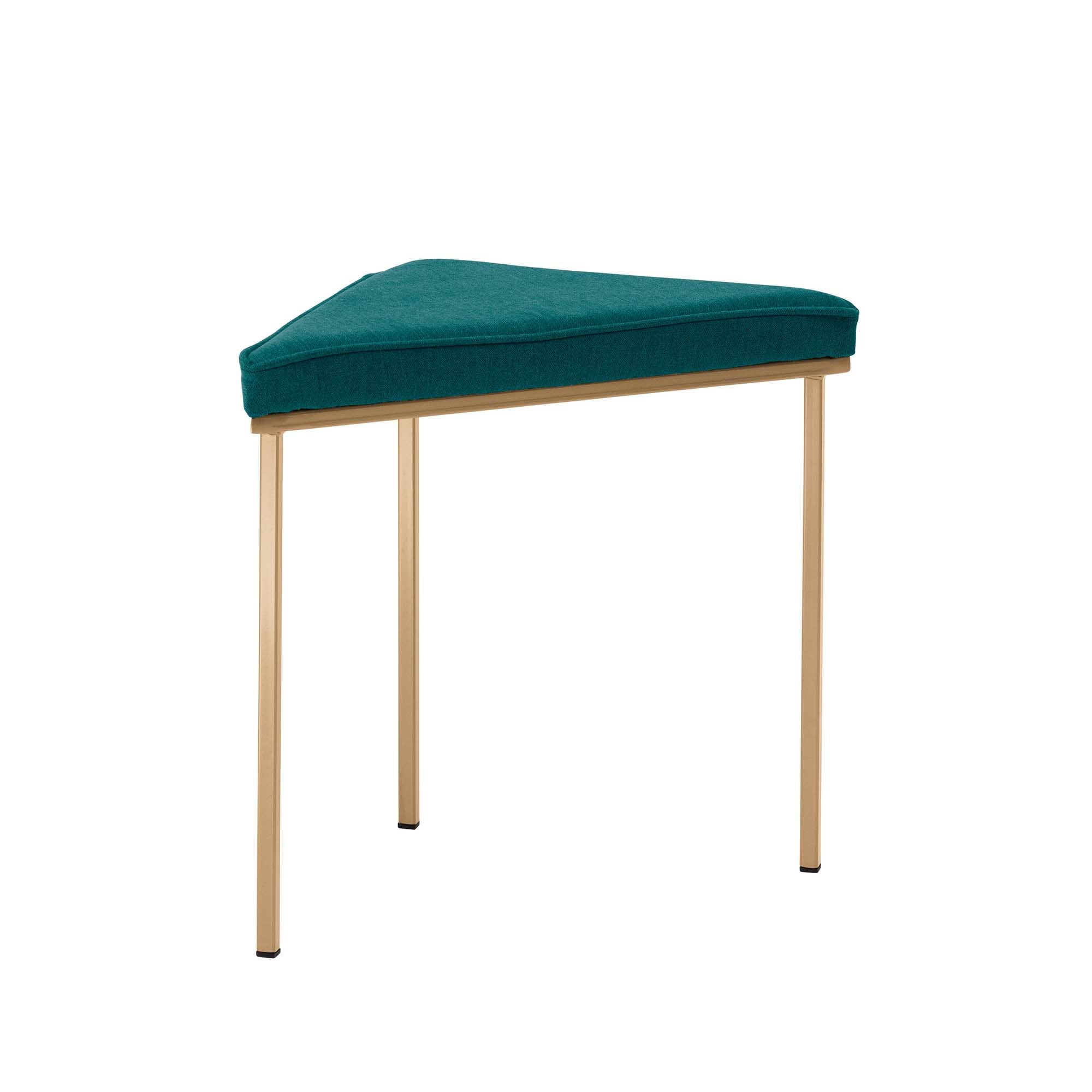 Tripod Stool, Powder-Coated Frame blue fabric, yellow frame, front view