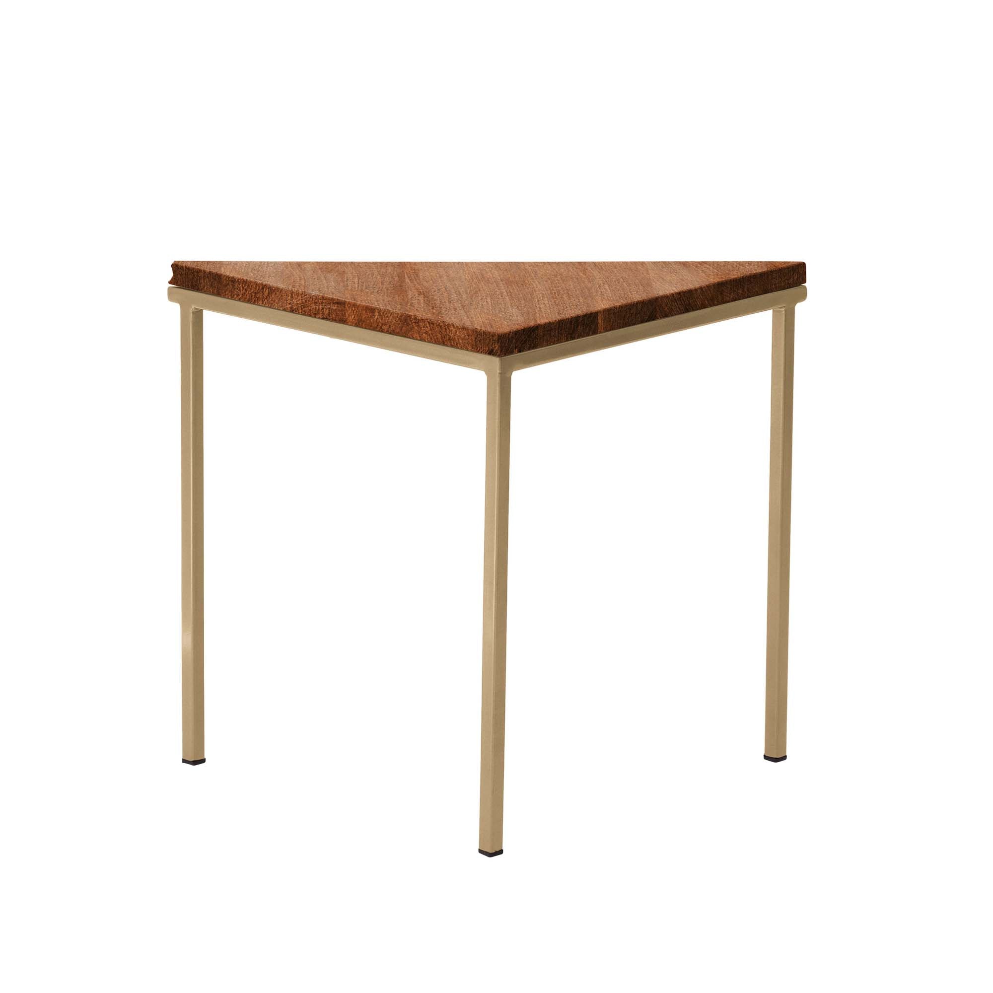 Tripod Table, Beech Wood, Walnut Colour, yellow frame, side view