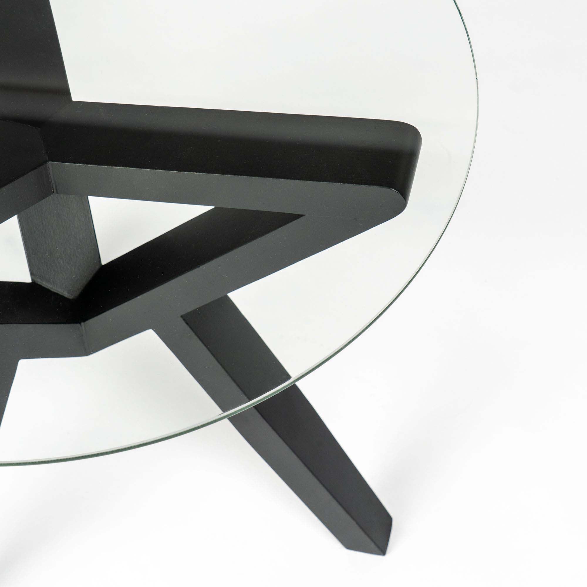 Side Table, Beech Wood Frame, Black Lacquered top view