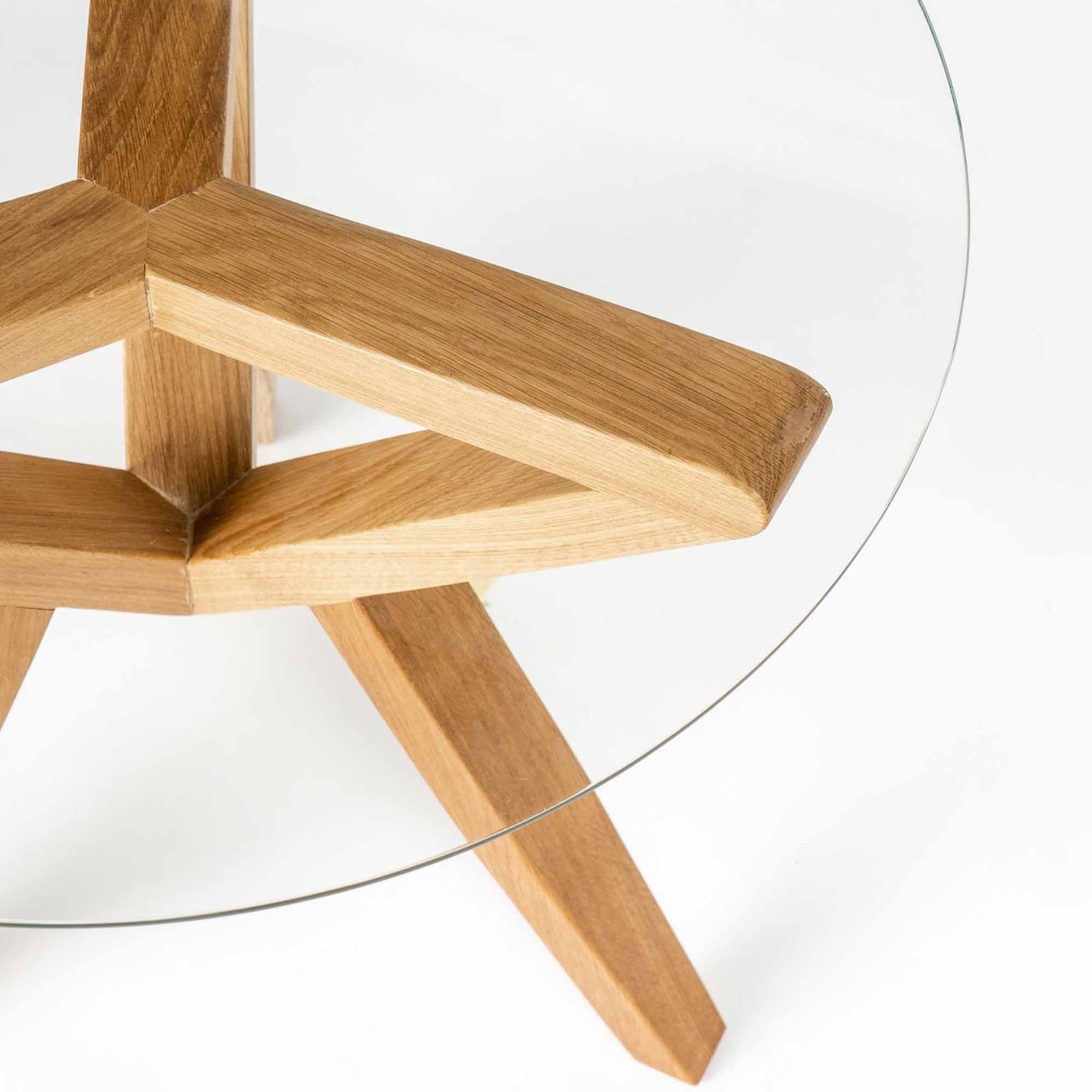 Side Table, Oak Wood Frame, Natural Colour top view