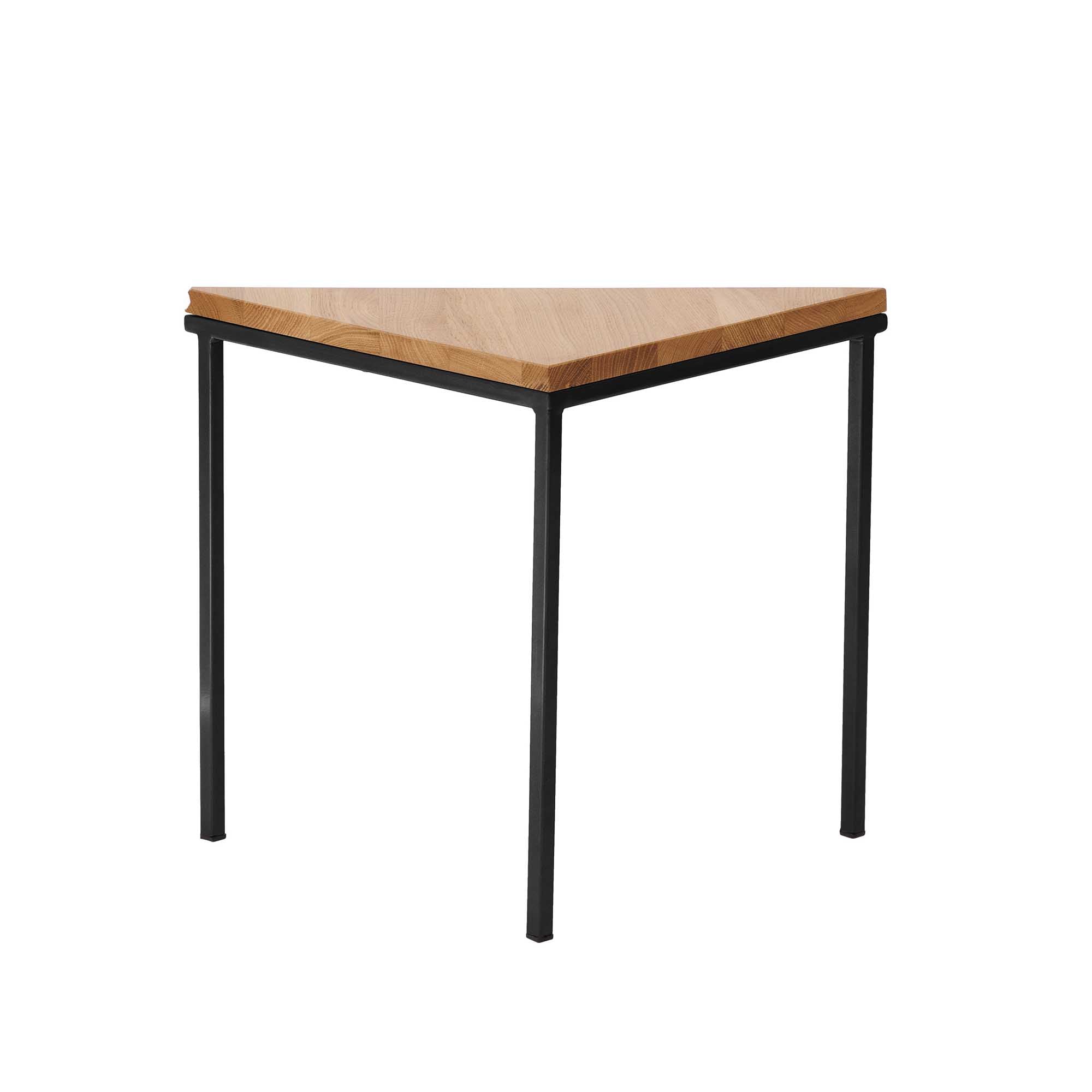Tripod Table, Oak Wood, Natural Colour black frame, side view