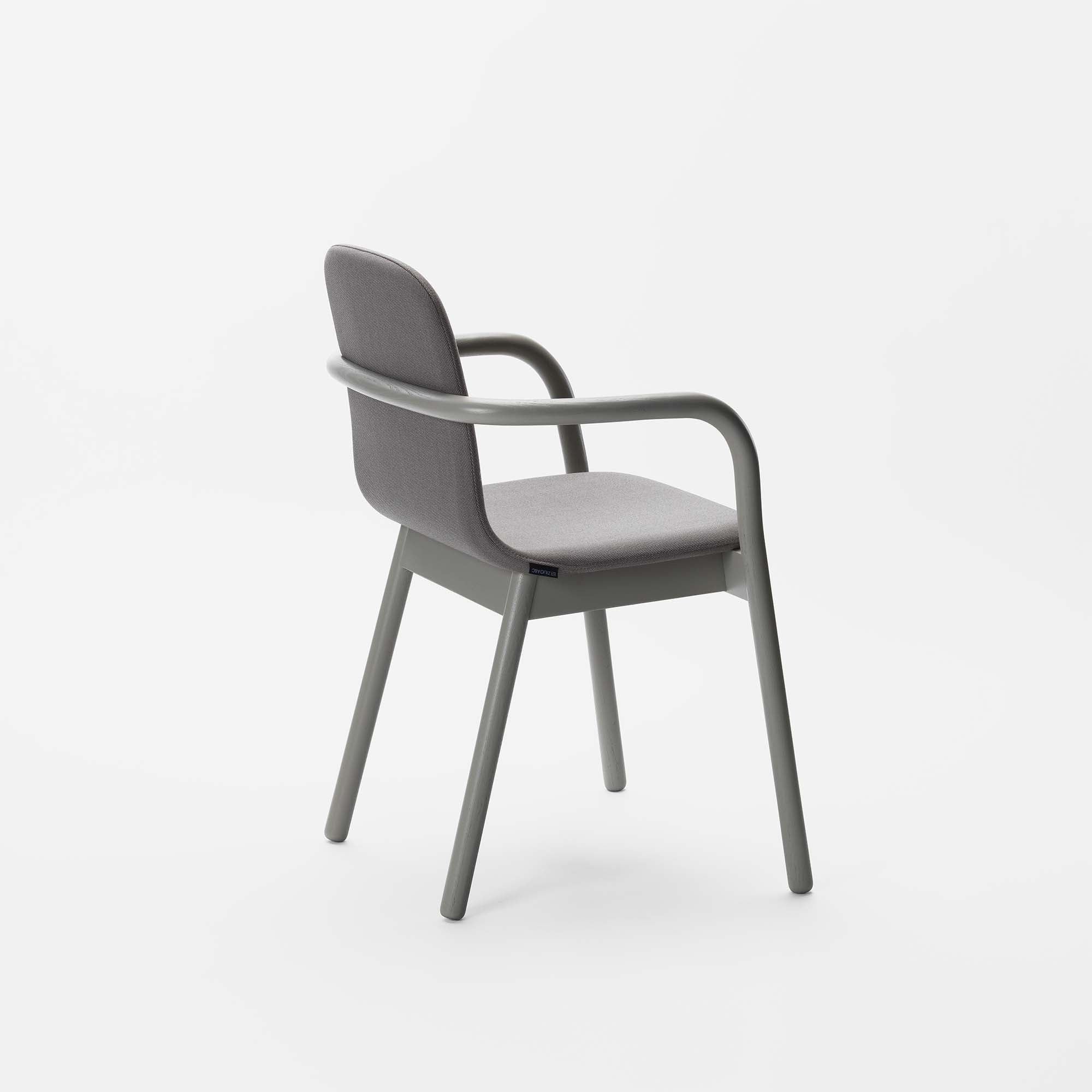 HUG ARMCHAIR Lacquered Ash in Pebble Gray-Kvadrat Rime half  back side view