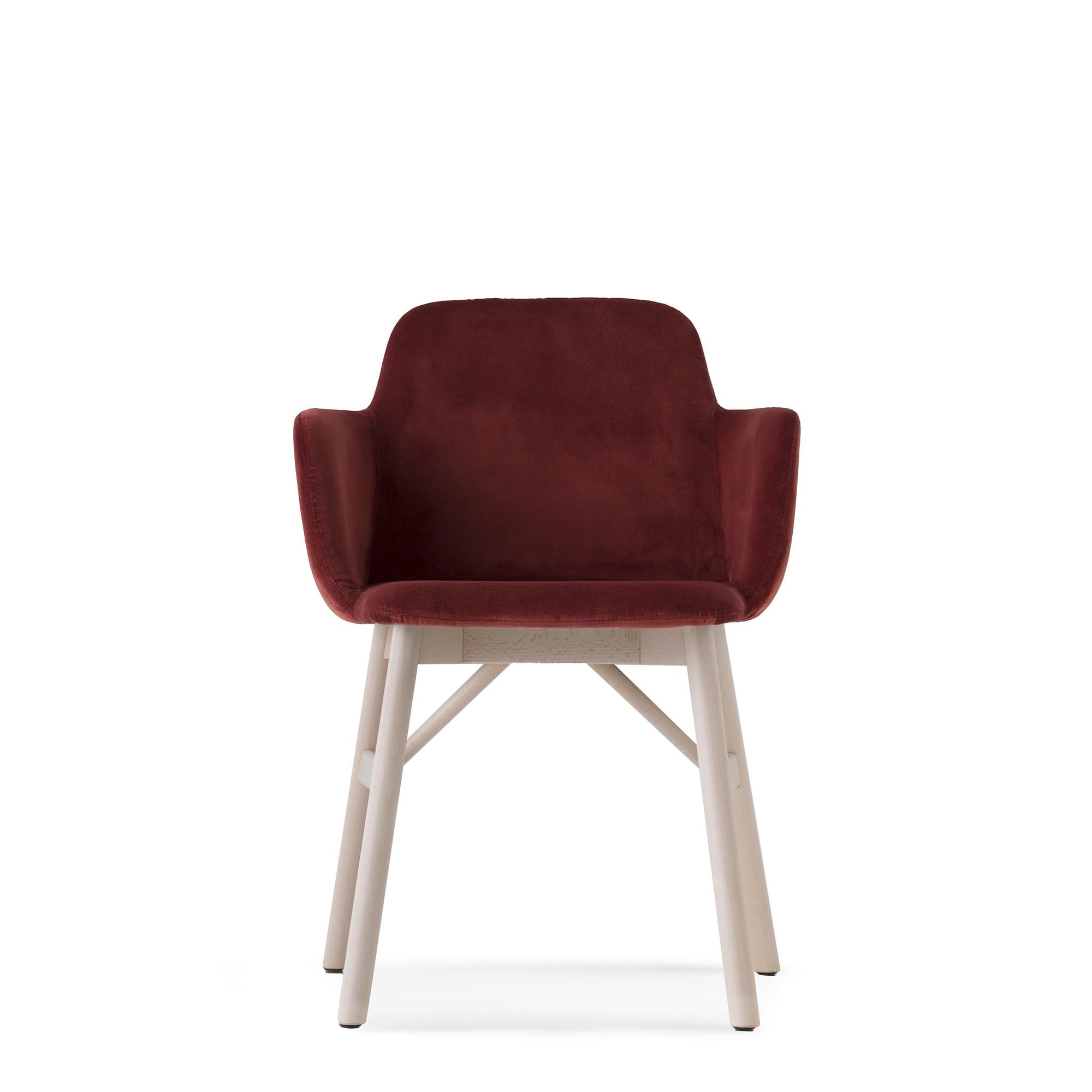 BARDEOT LE Armchair cherry upholstery, natural frame colour front view