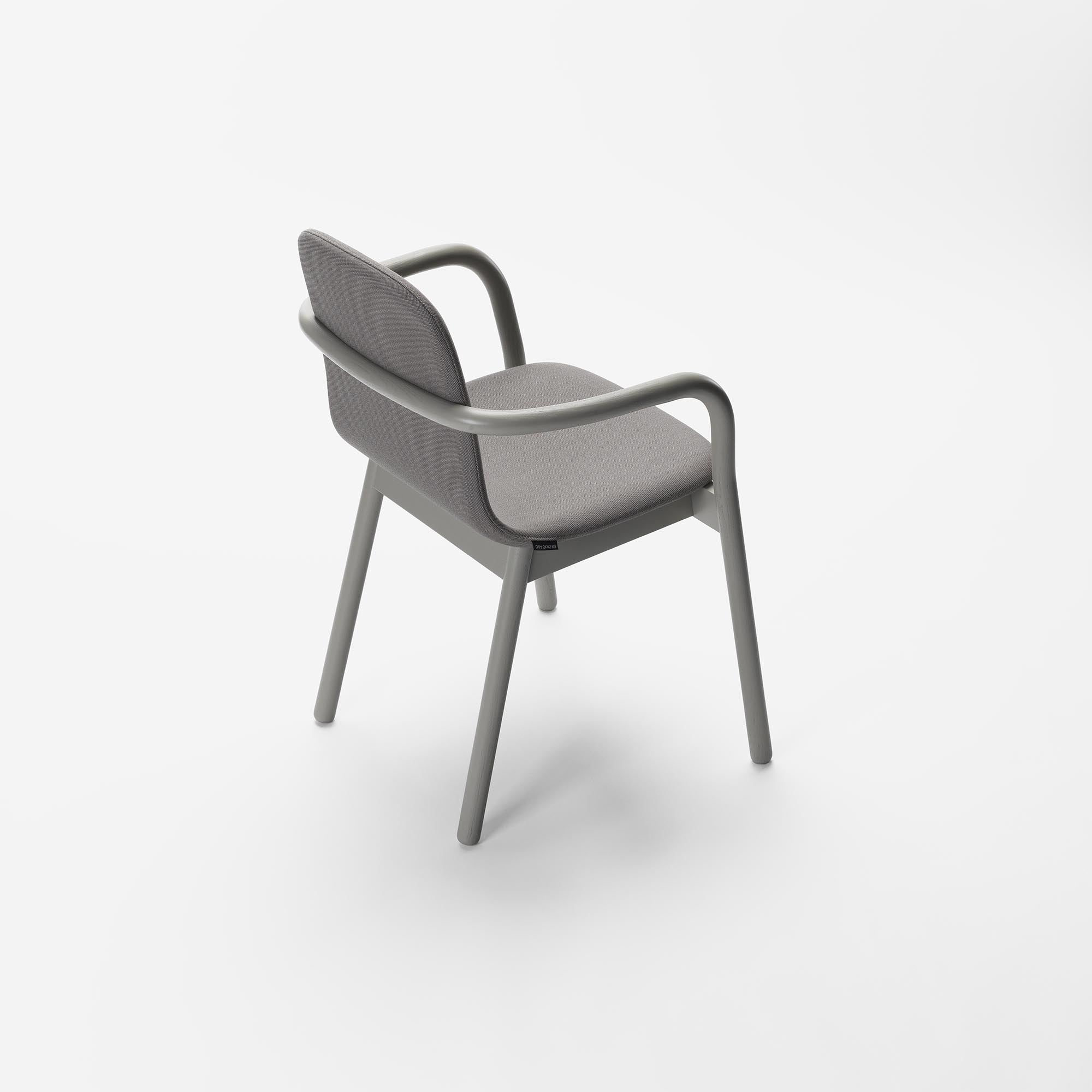 HUG ARMCHAIR Lacquered Ash in Pebble Gray-Kvadrat Rime top half-back side view