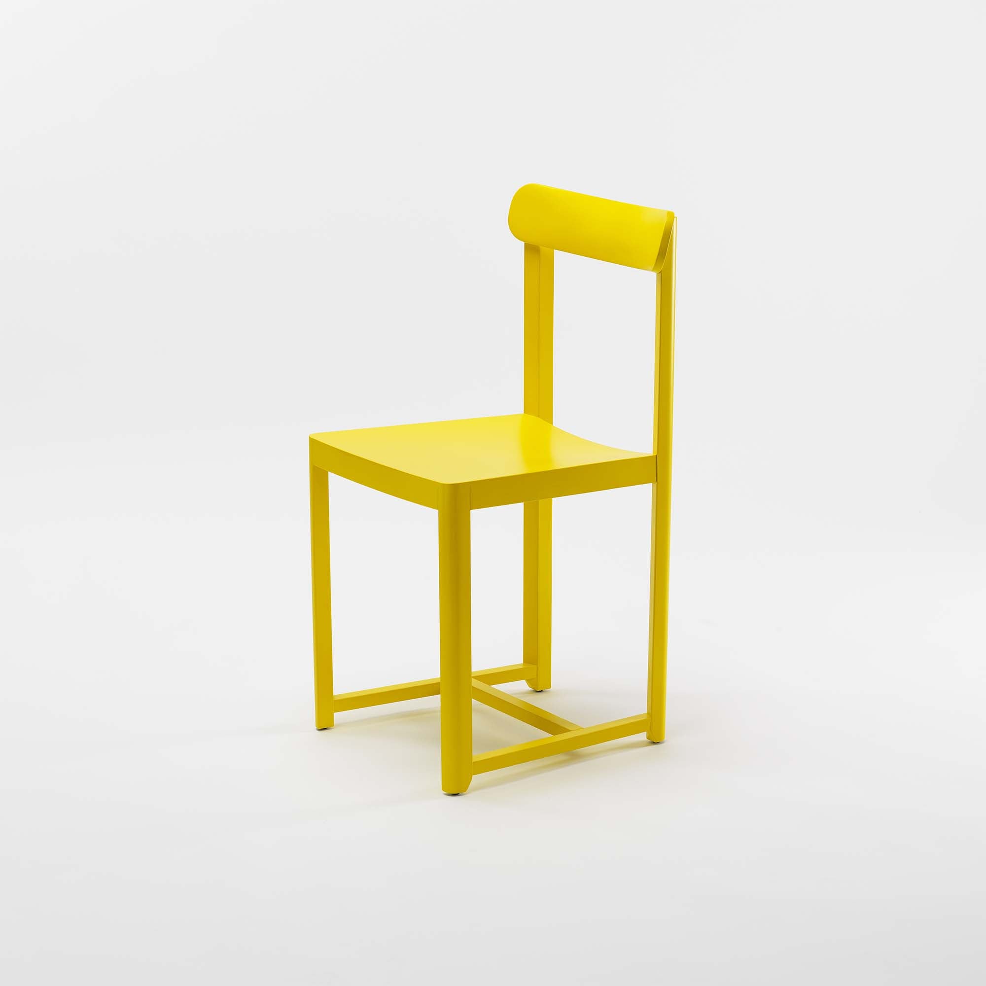 SELERI Chair Plywood Seat Yellow Lacquered half-side view