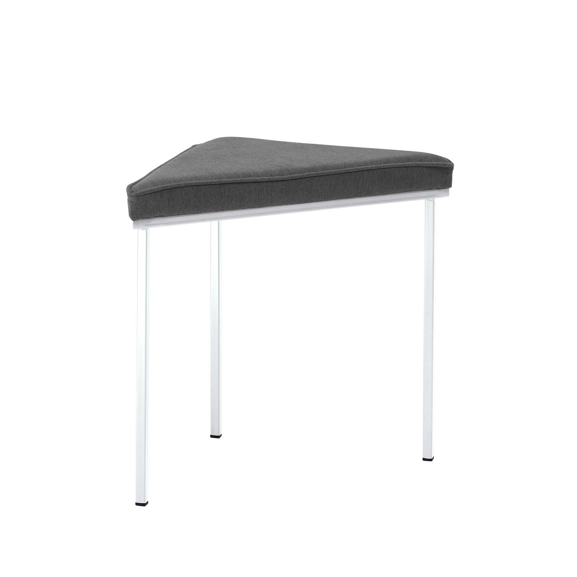 Tripod Stool, Powder-Coated Frame grey fabric, white frame, front view