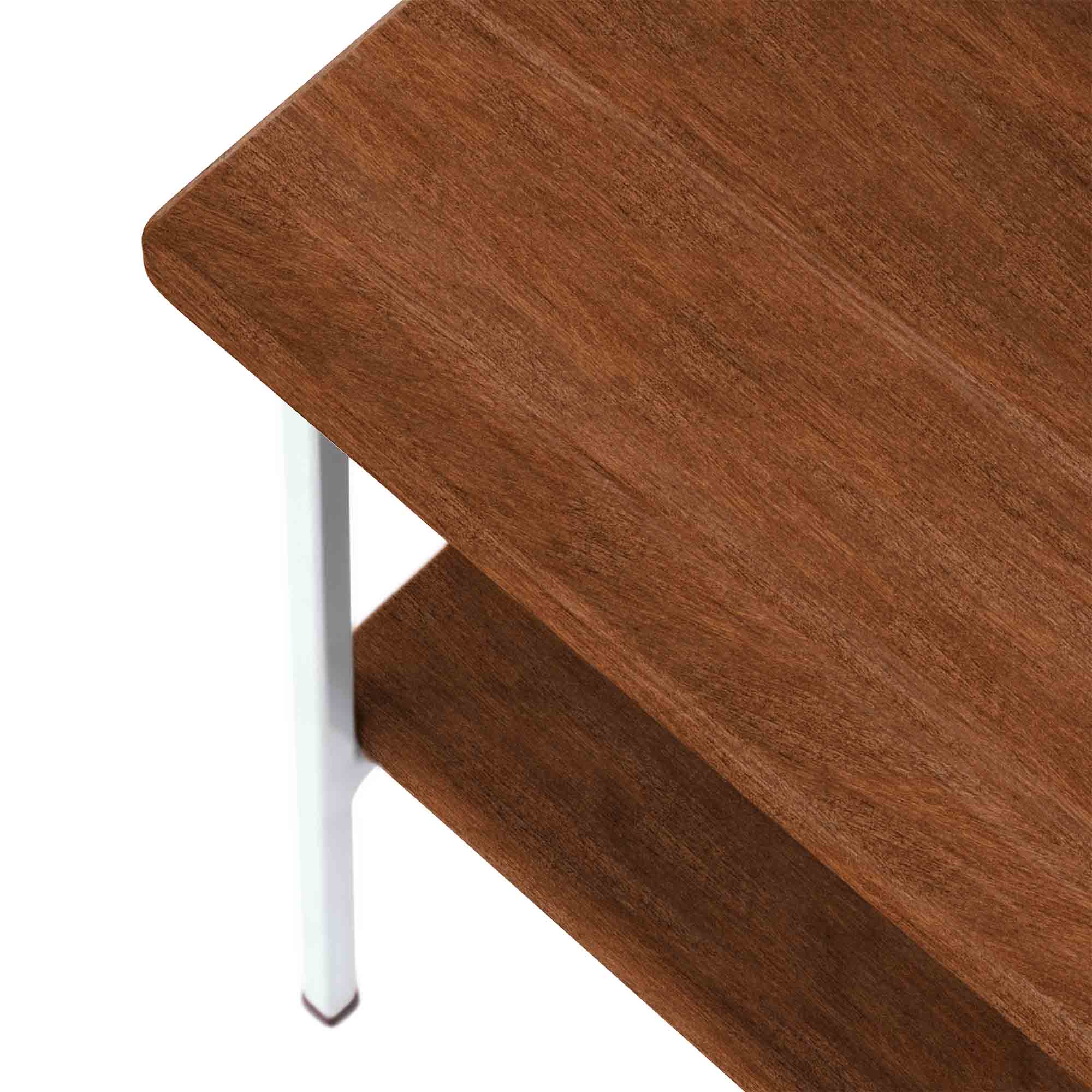 Living Room Table, Beech Wood, Walnut Colour white frame, top detail view