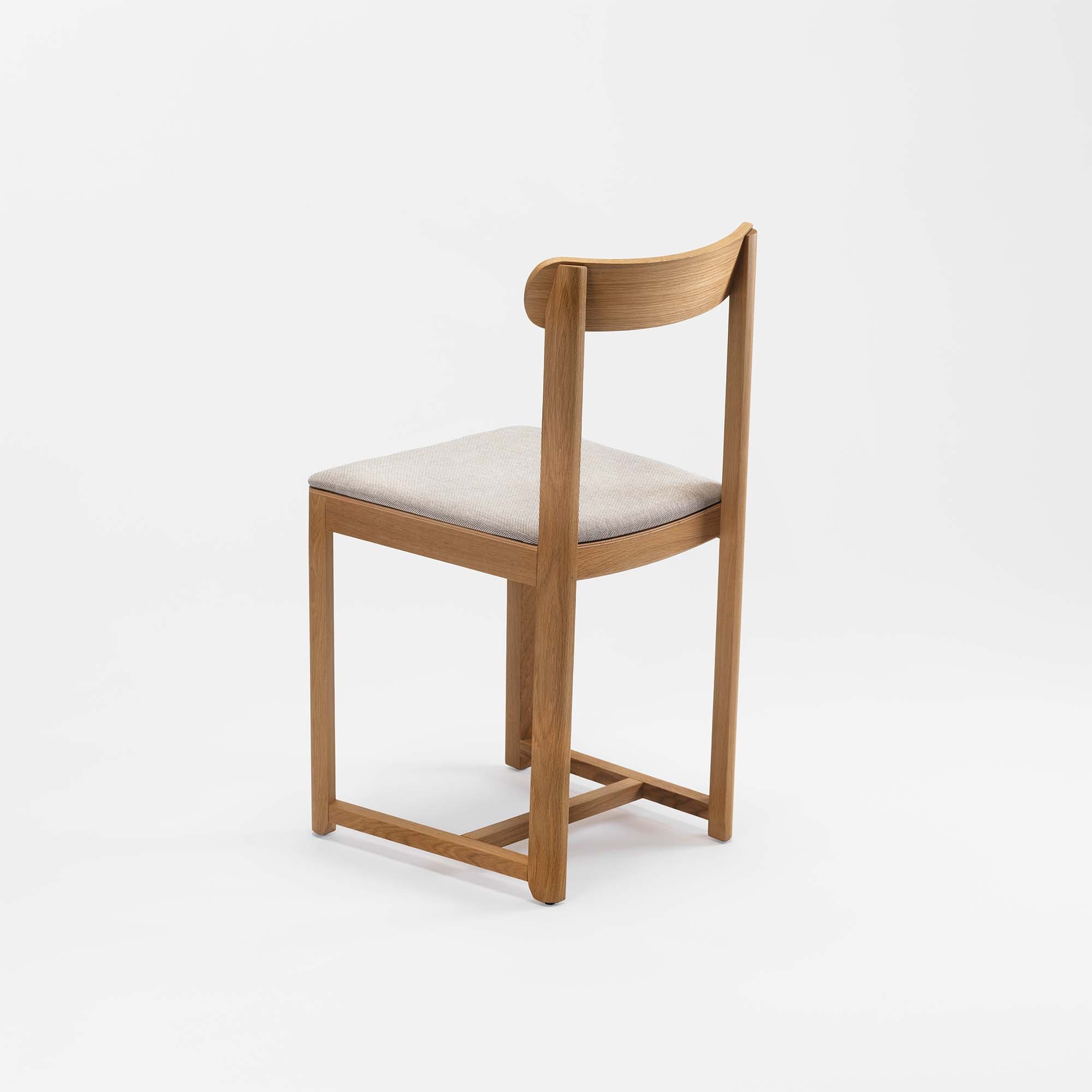 SELERI Chair Natural-Upholstered Beige Seat half-back view