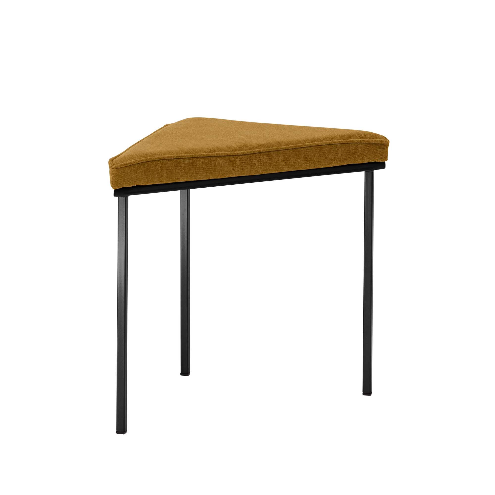 Tripod Stool, Powder-Coated Frame yellow fabric, black frame front view