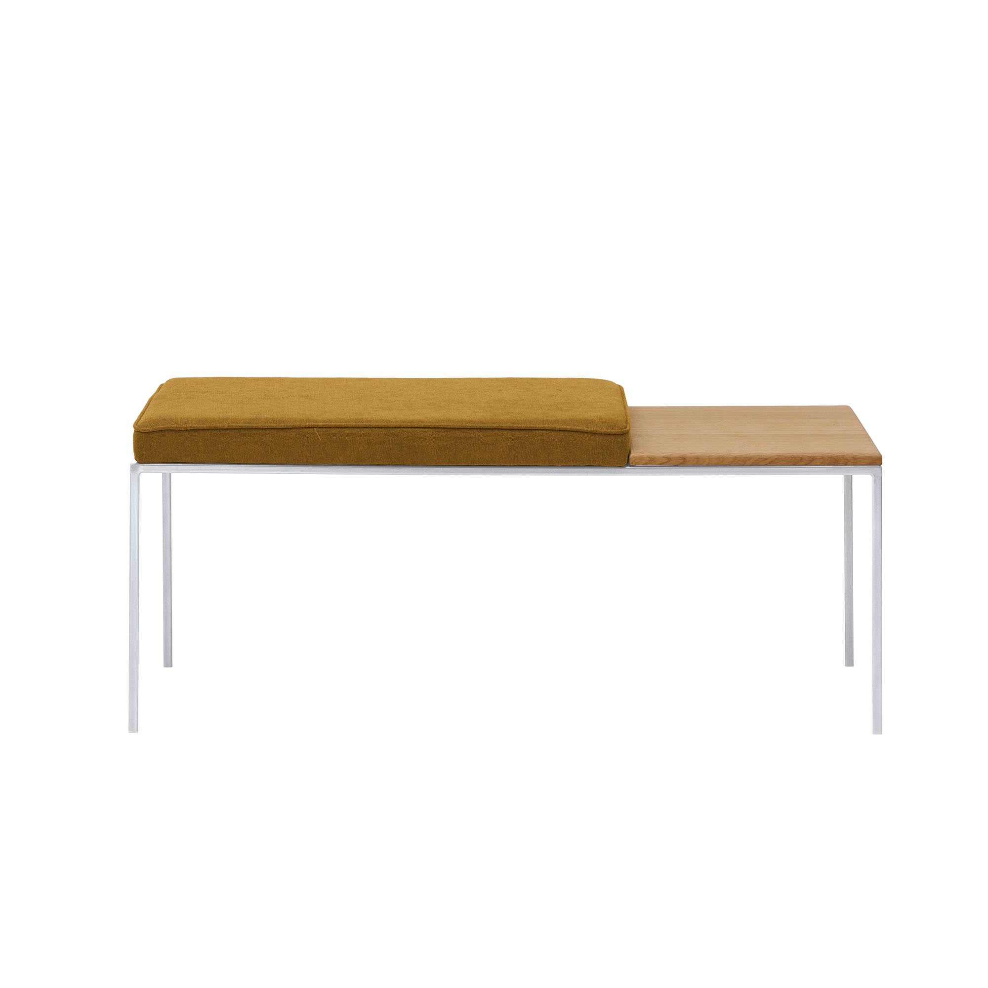 Oak Wood Seat, Natural Colour white frame, front view yellow fabric