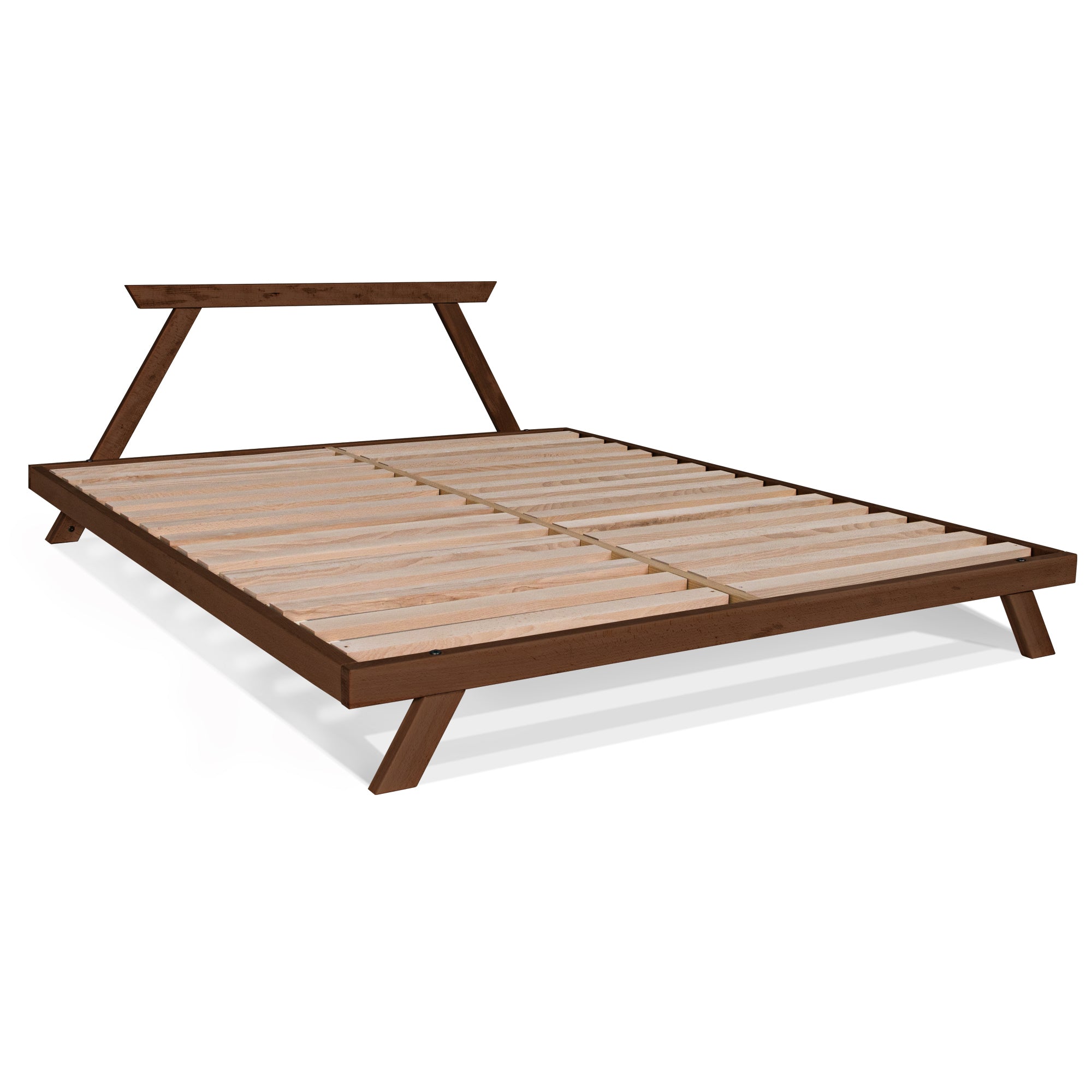 ALLEGRO Double Bed, Beech Wood walnut frame-without mattress