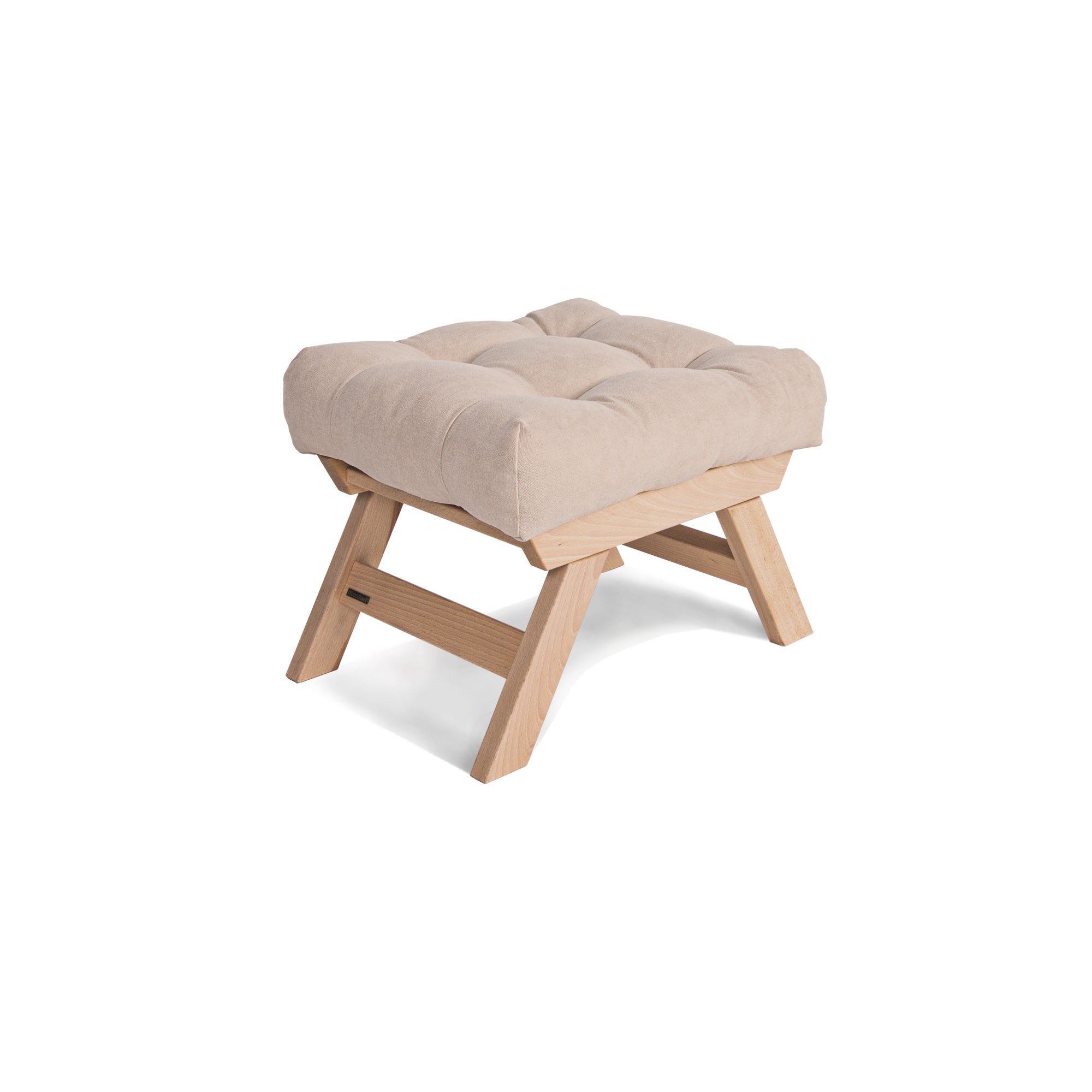 ALLEGRO Pouffe, Beech Wood upholstery colour creamy