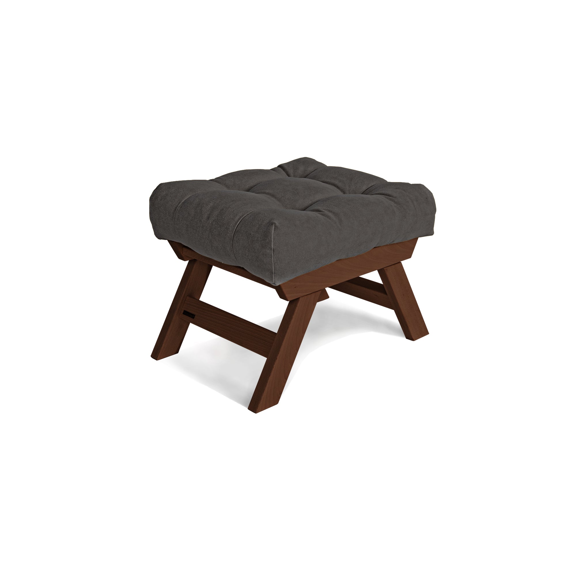 ALLEGRO Pouffe, Walnut Wood upholstery colour gray