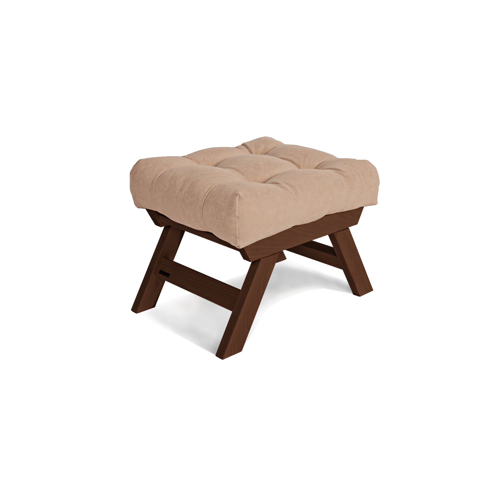 ALLEGRO Pouffe, Walnut Wood upholstery colour beige