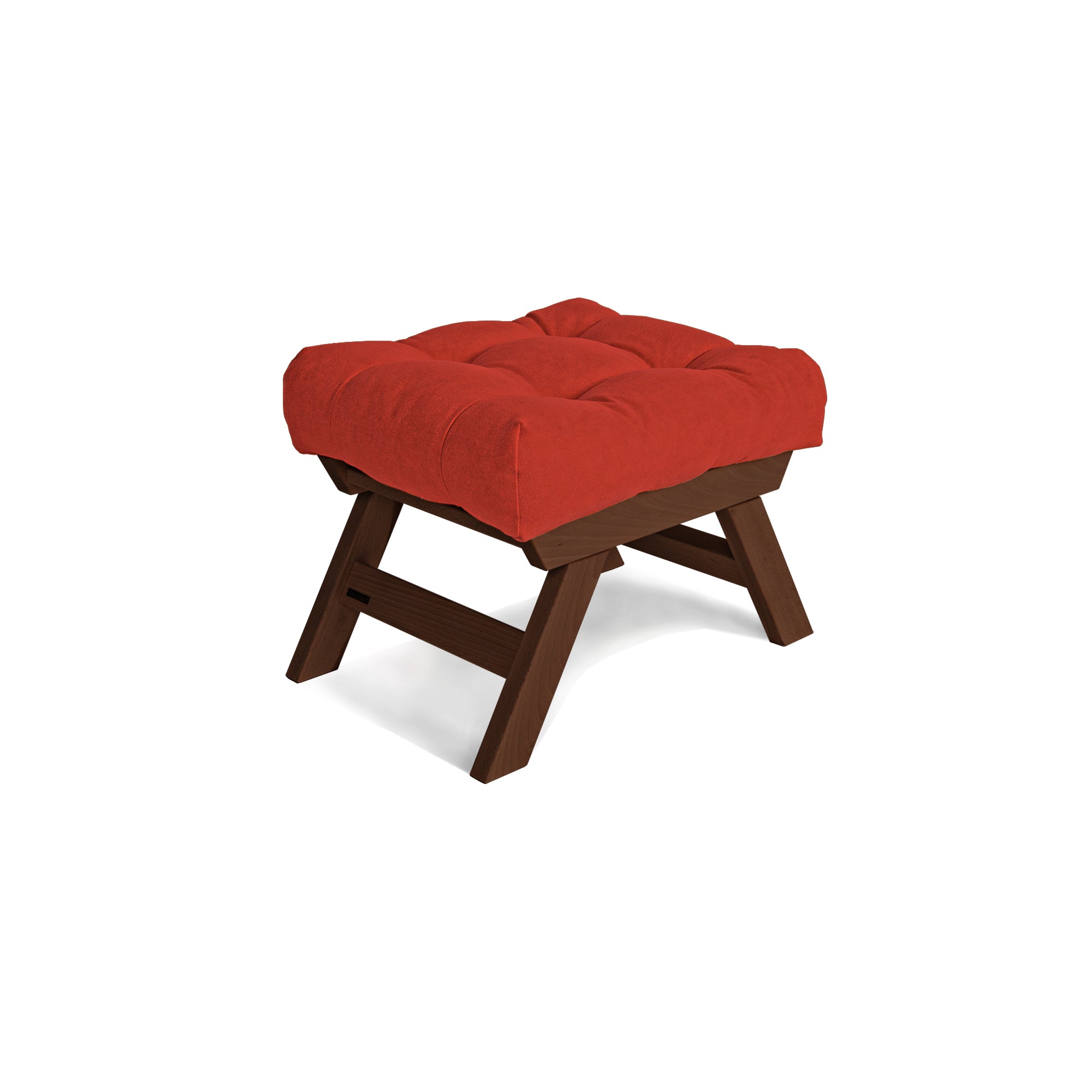 ALLEGRO Pouffe, Walnut Wood upholstery colour red