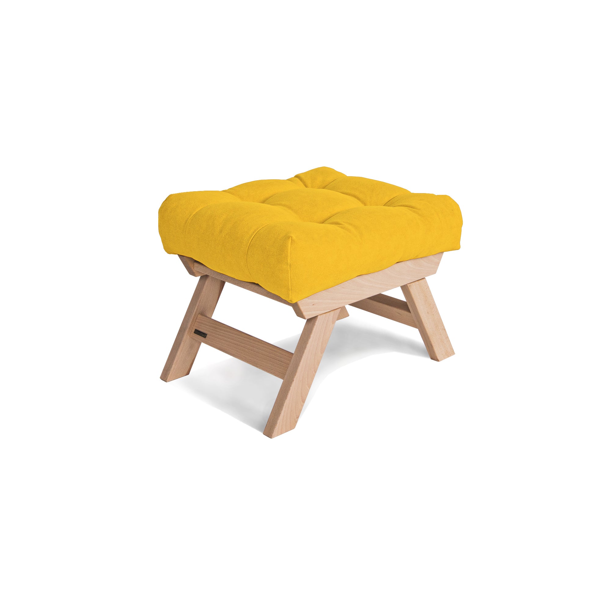 ALLEGRO Pouffe, Beech Wood upholstery colour yellow