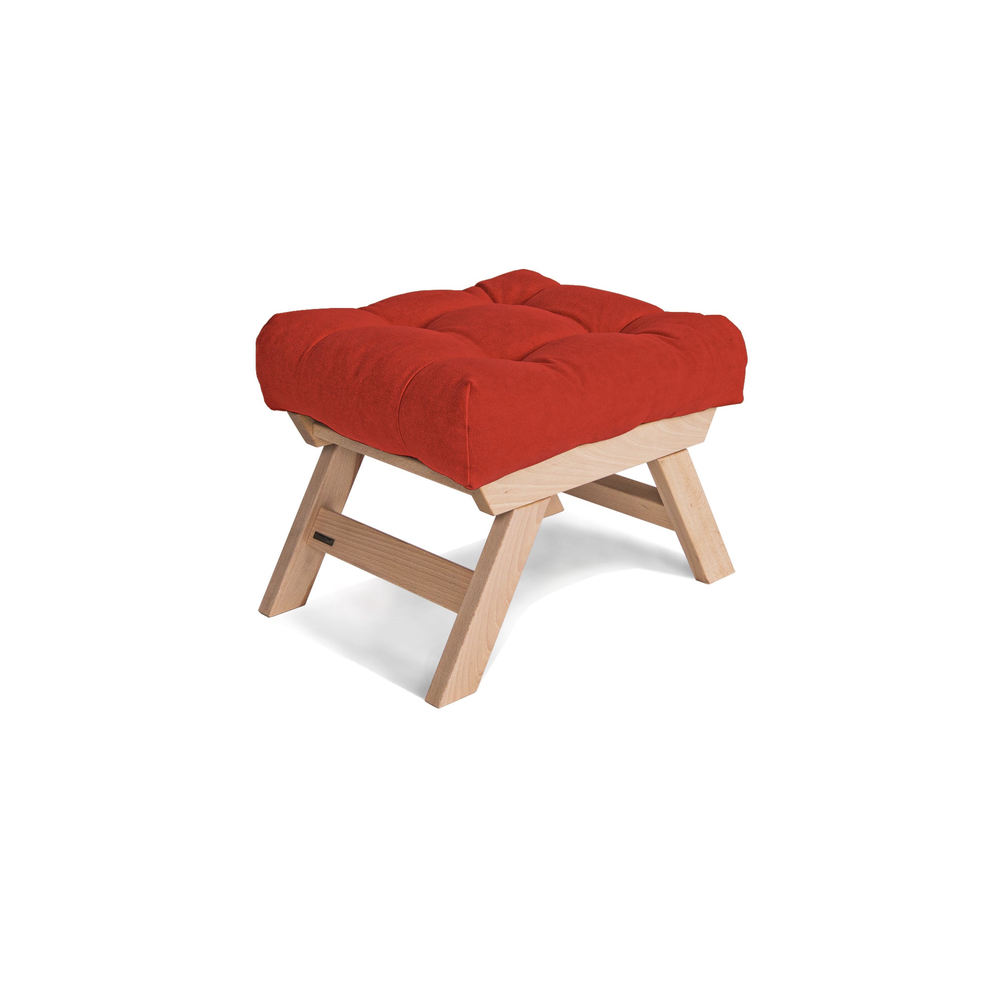 ALLEGRO Pouffe, Beech Wood upholstery colour red