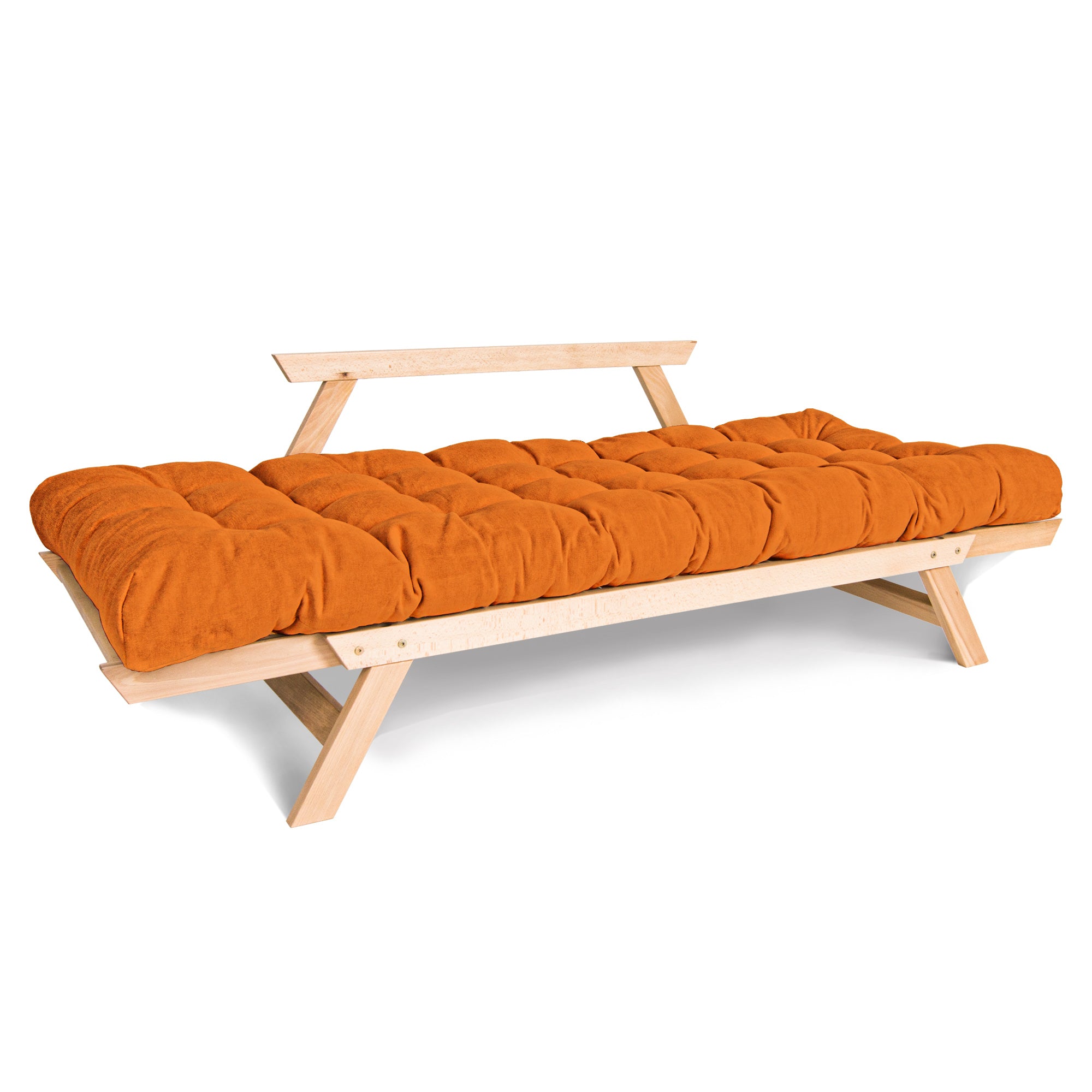 ALLEGRO Folding Sofa Bed, Beech Wood Frame, Natural
