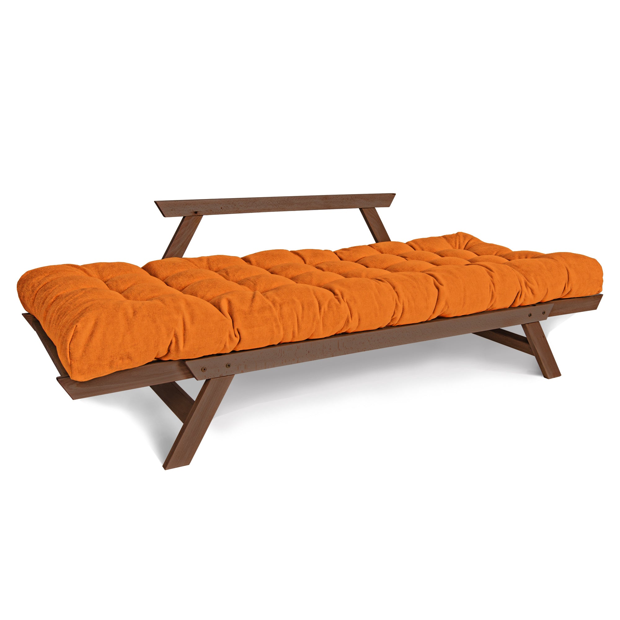 ALLEGRO Folding Futon Couch, Beech Wood Frame, Brown