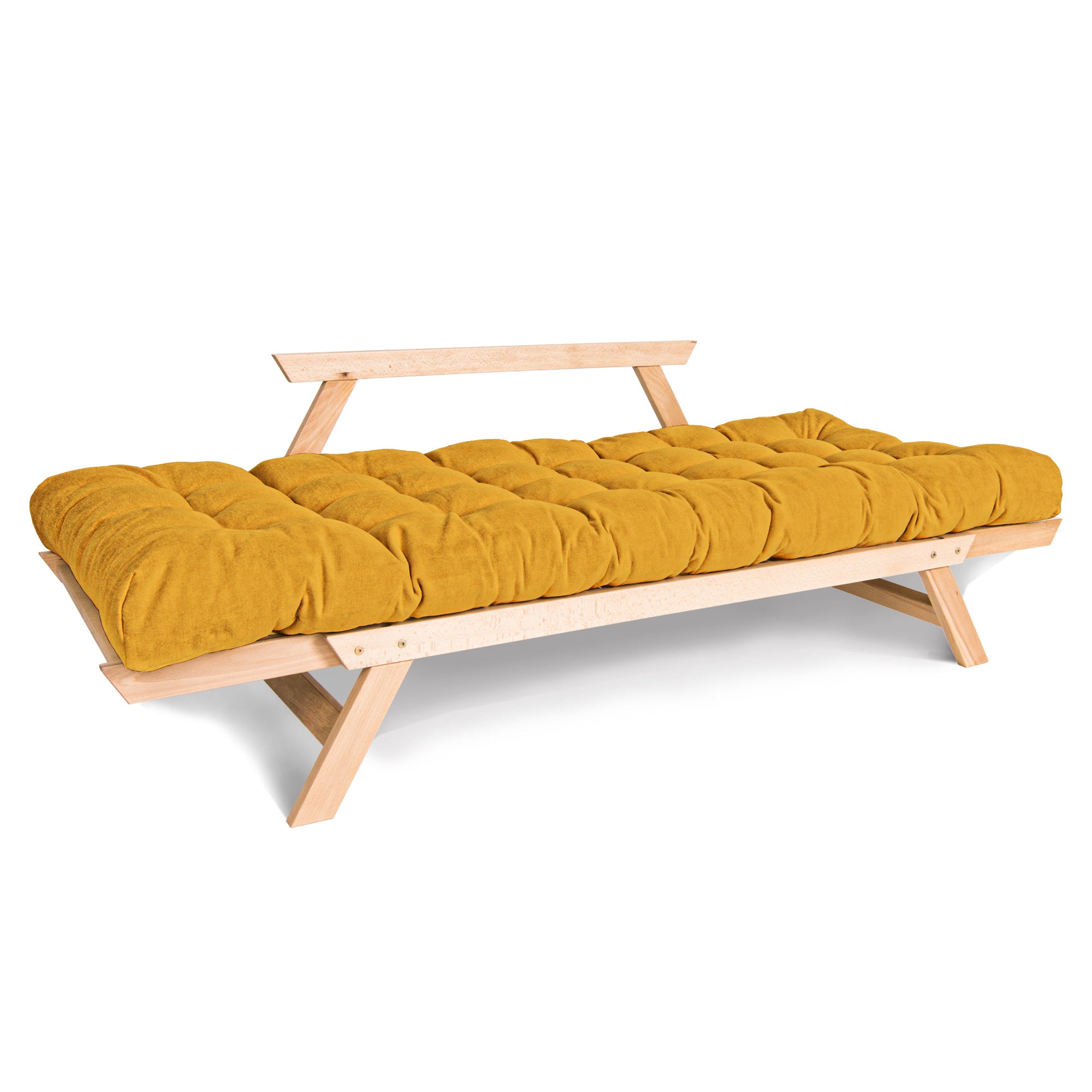 ALLEGRO Folding Sofa Bed, Beech Wood Frame, Natural