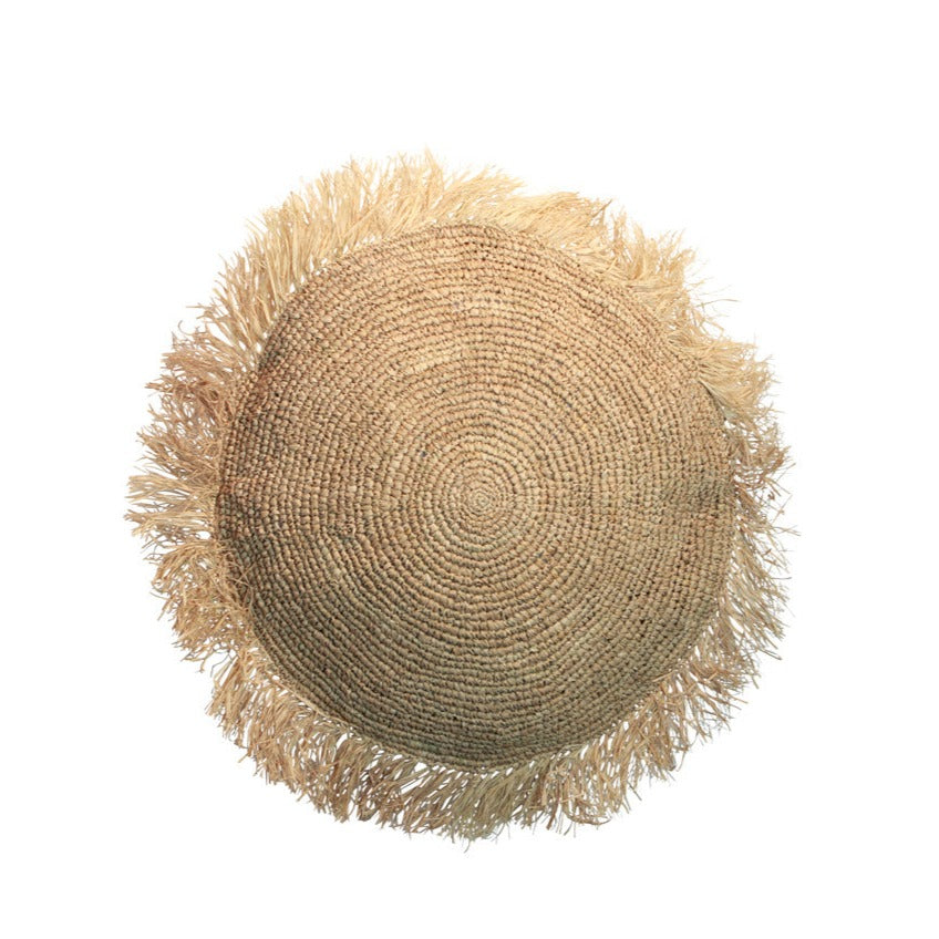 THE RAFFIA Round Cushion Cover natural small front view