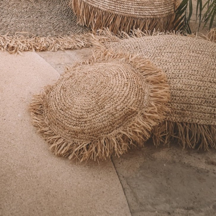 THE RAFFIA Round Cushion Cover natural outdoor