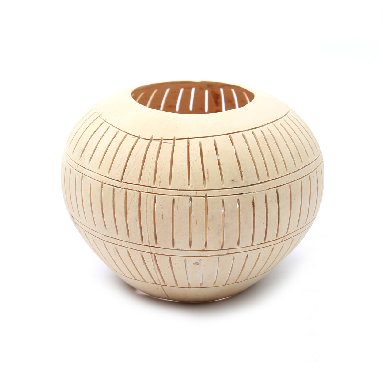 THE COCONUT STRIPE Candleholder-Natural front view