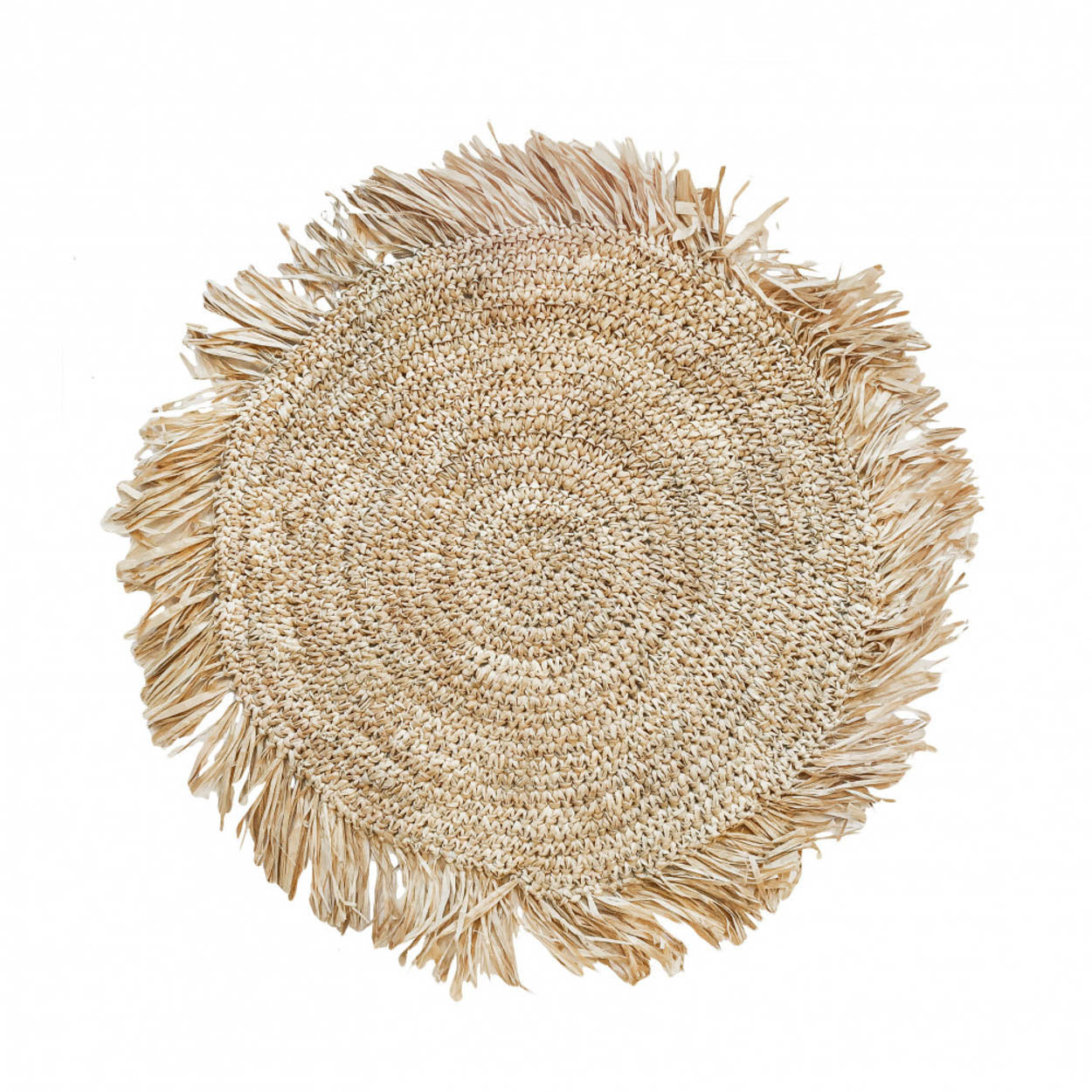 THE FRINGE RAFFIA Placemat Round Natural front view