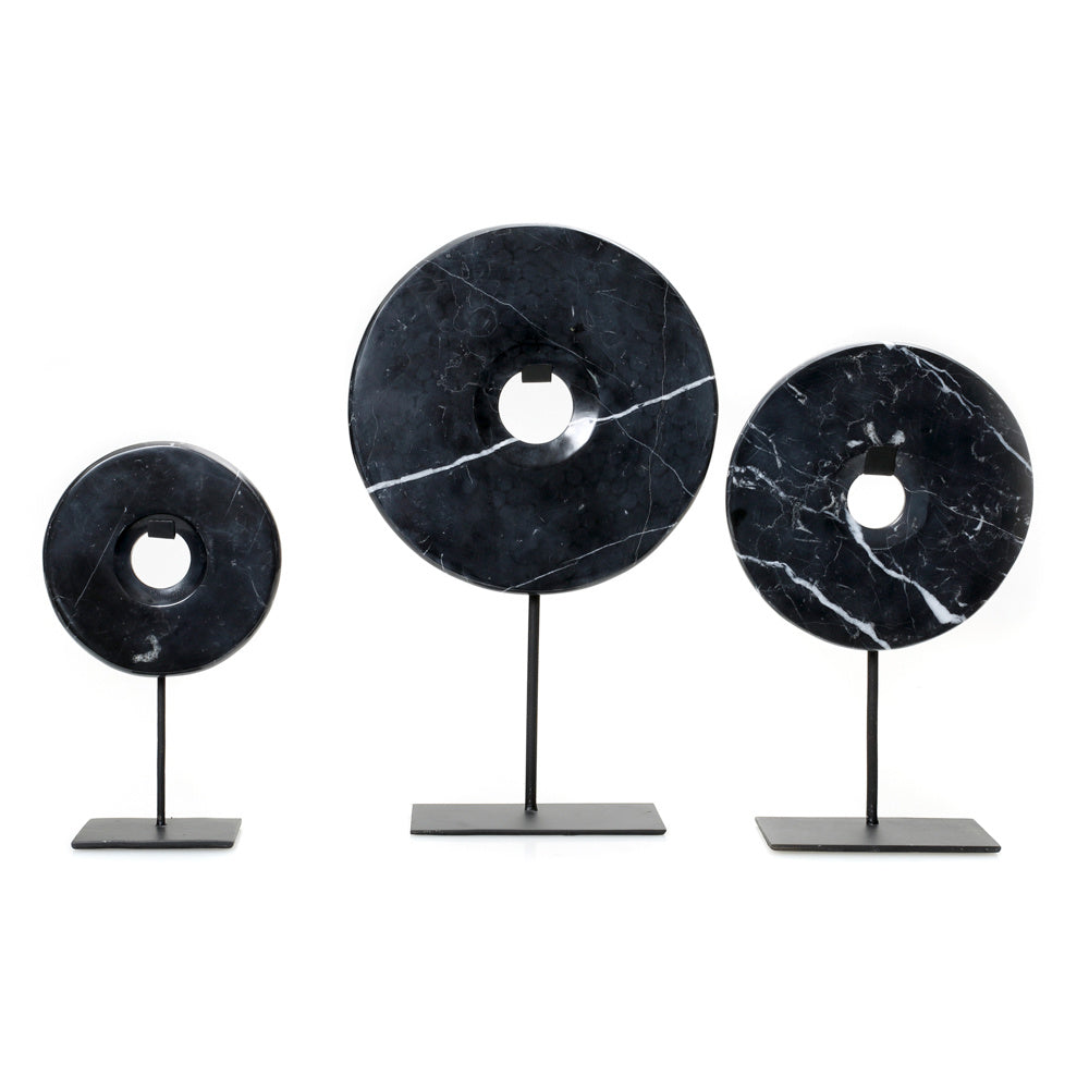 THE MARBLE DISC On Stand-Black-Large set front view