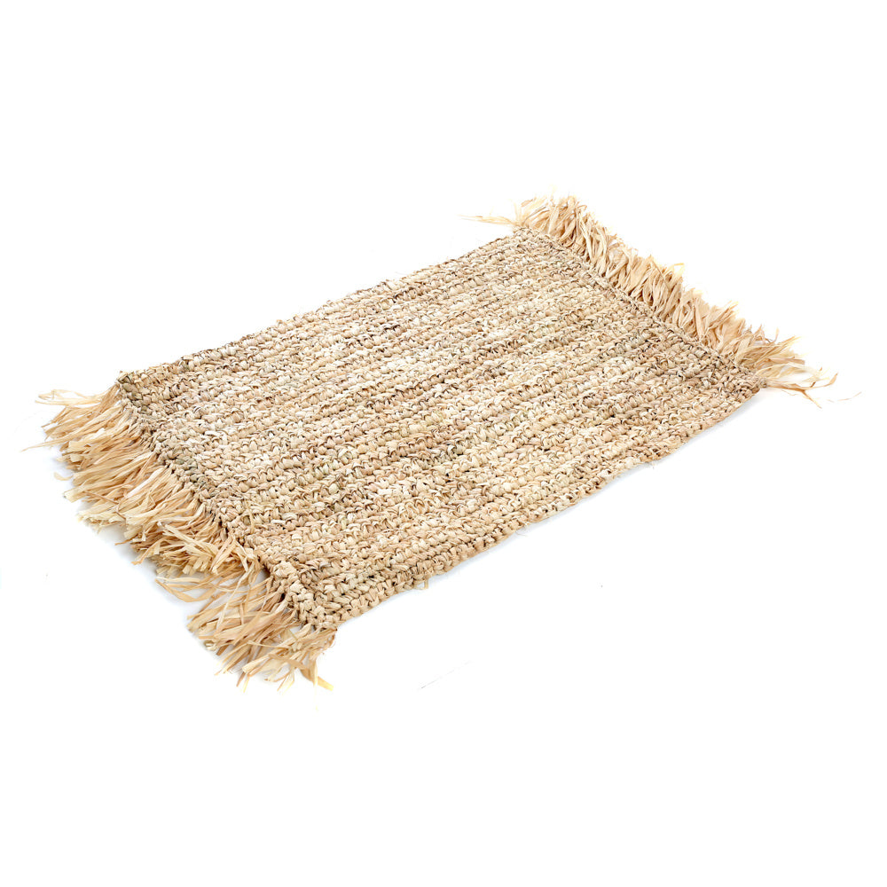 THE FRINGE RAFFIA Placemat Rectangular Natural side view