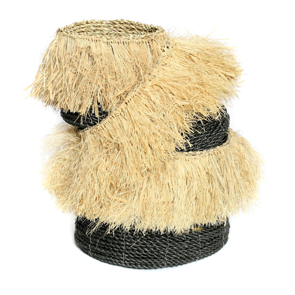 THE ALOHA Basket Set of 3 front view, black