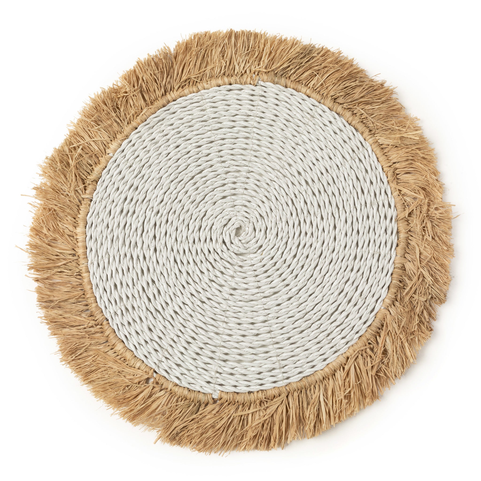 THE SEAGRASS RAFFIA Placemat White-Natural front view