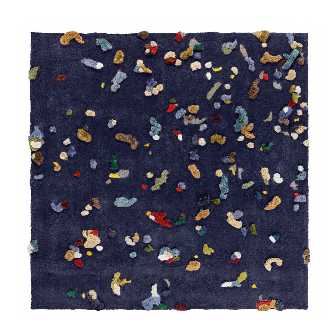 CHAOS Linen Rug-blue large
