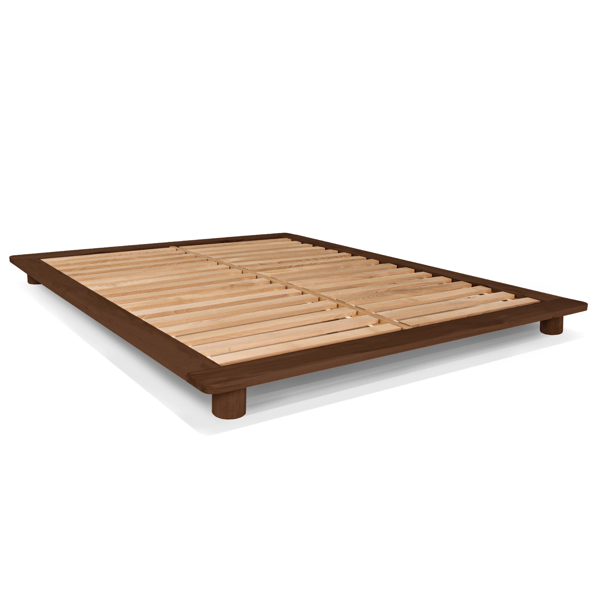 CONE Double Bed, Beech Wood -walnut frame without mattress