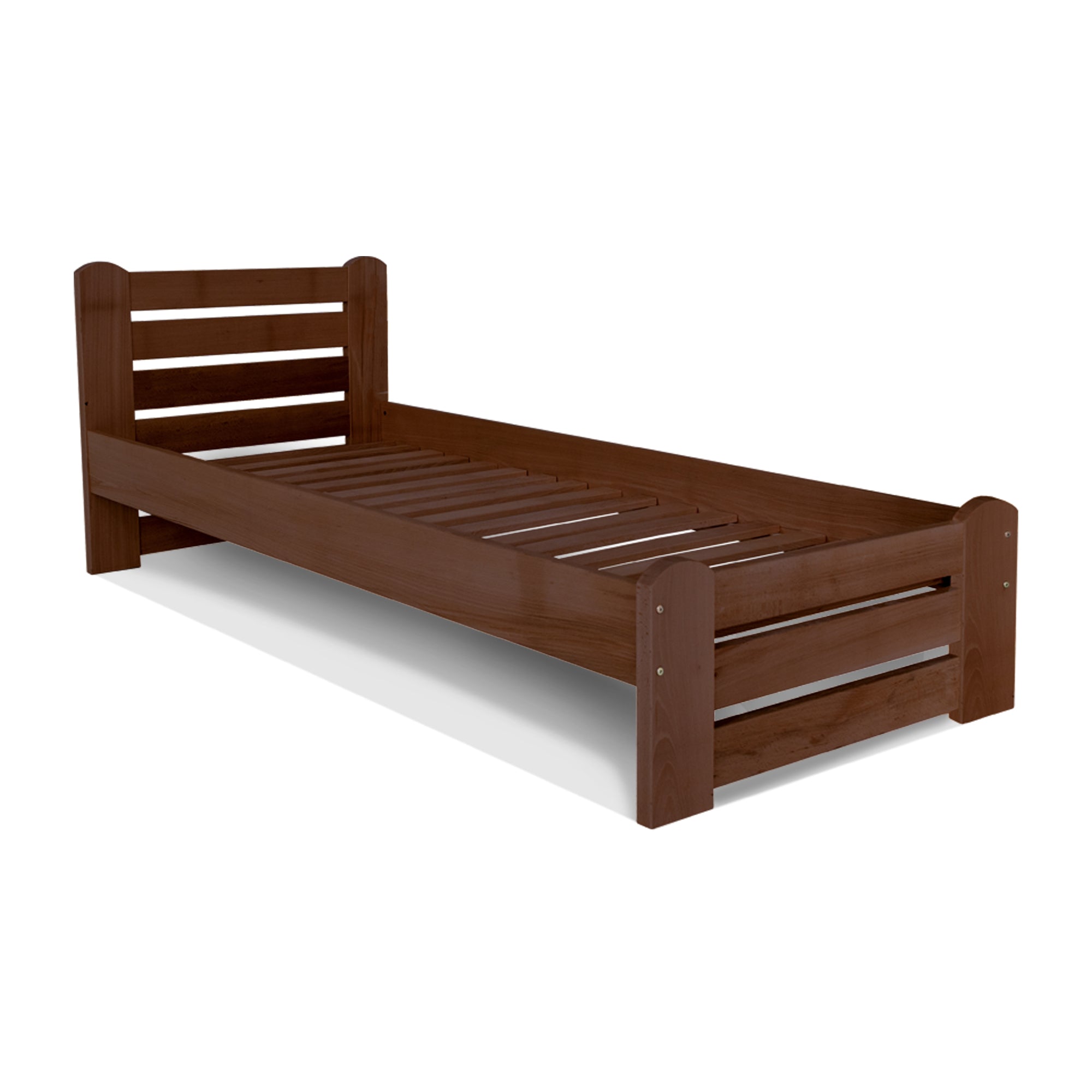 COUNTRY Single Bed, Beech Wood-walnut frame-without mattress
