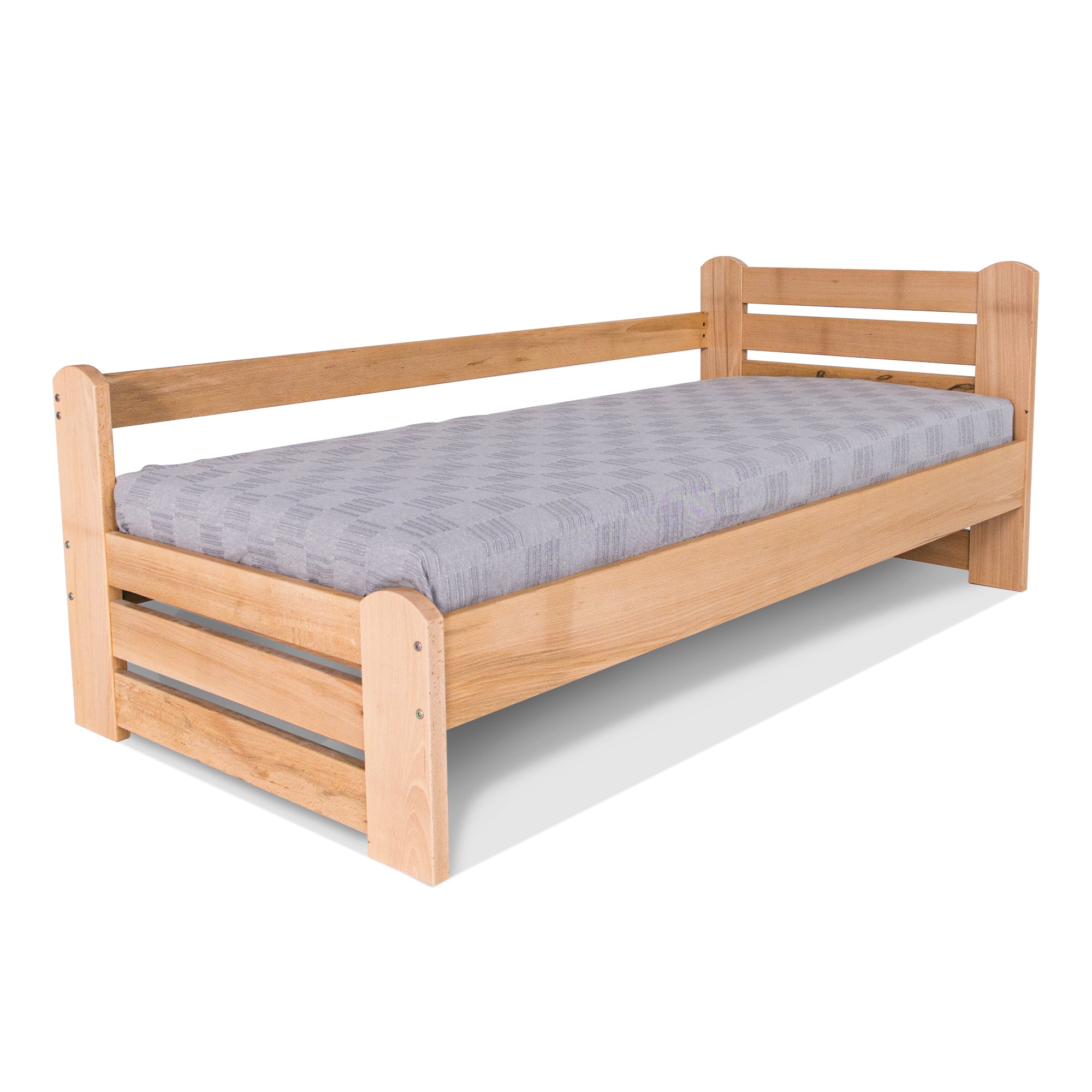 COUNTRY Single Bed with Safety Bar, Beech Wood-natural colour