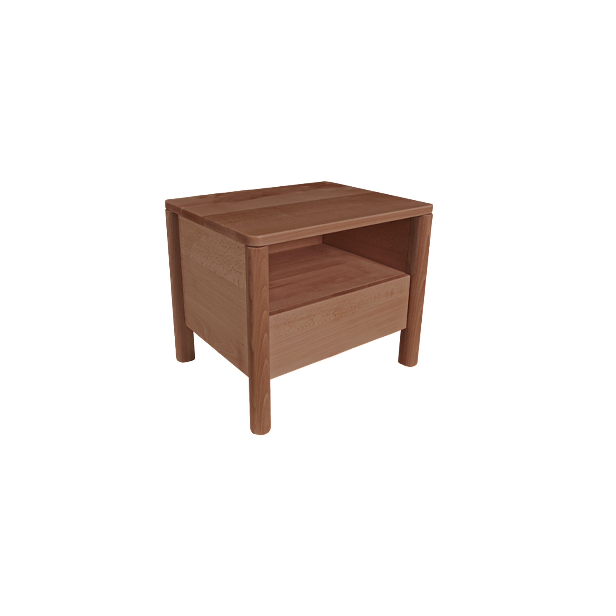 DROP Bedside Table, Beech Wood without doors walnut colour