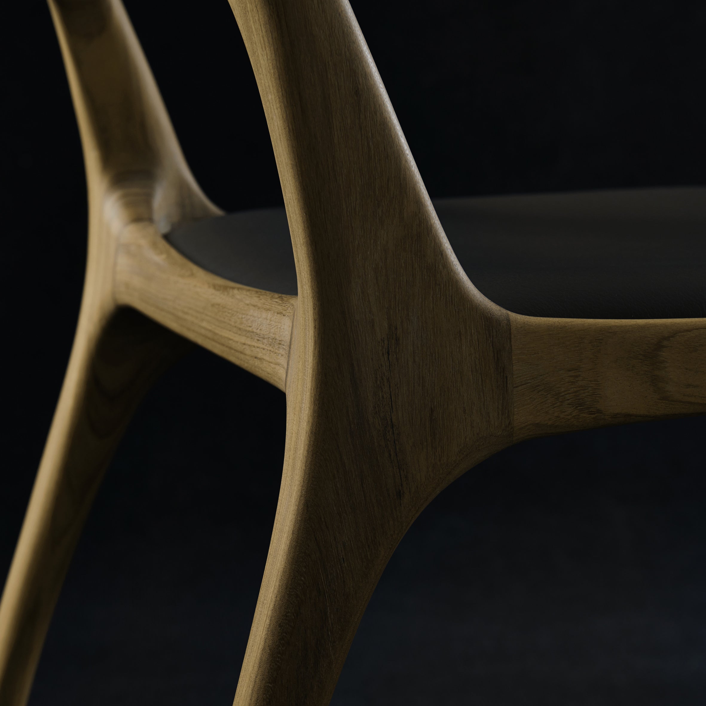 H106 SPIDER Chair afromosia leg, backrest detail