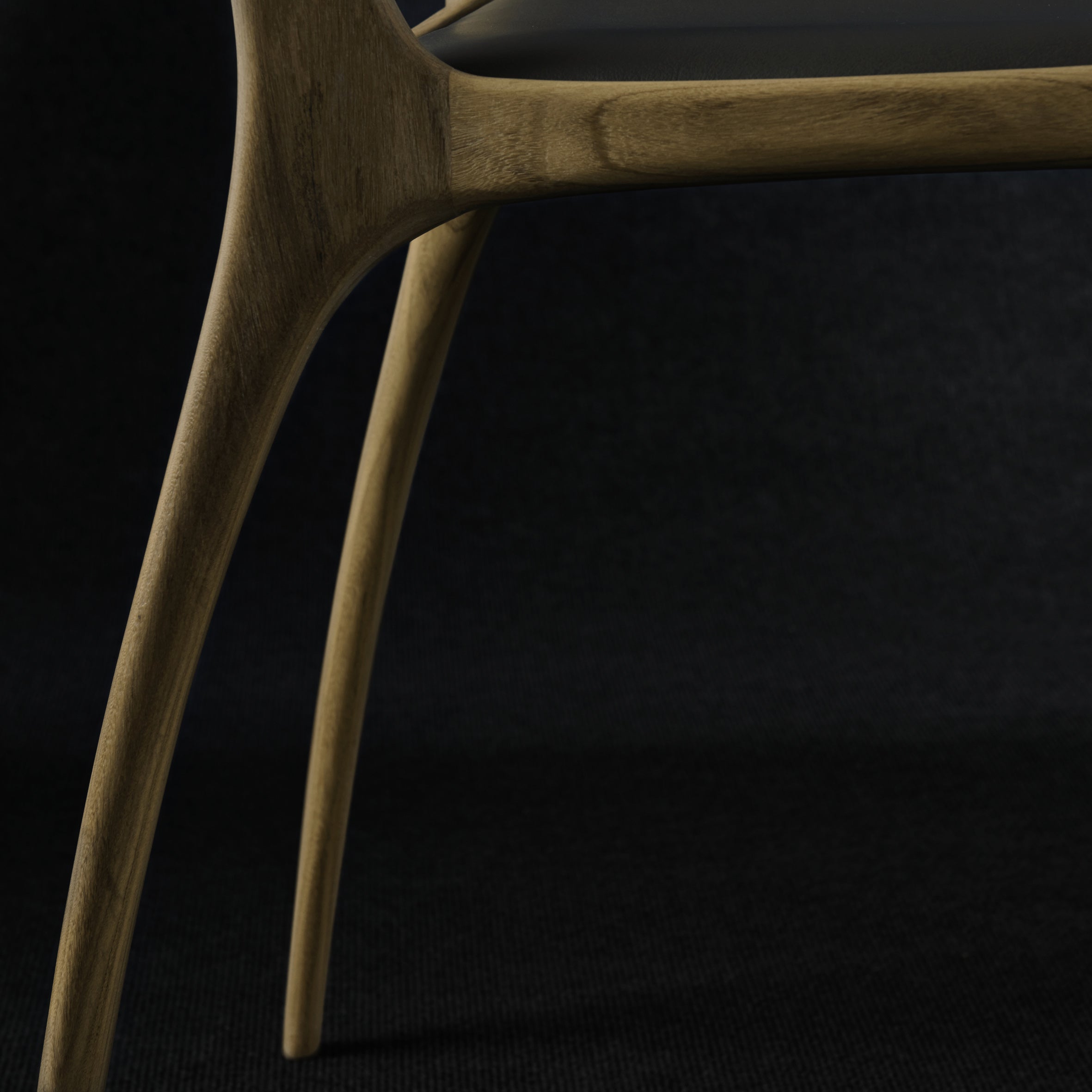 H106 SPIDER Chair afromosia leg detail side view