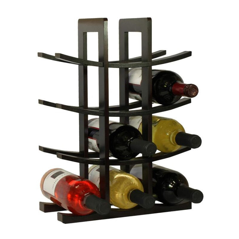 Wooden Bamboo Stand For Wine-black-front-view