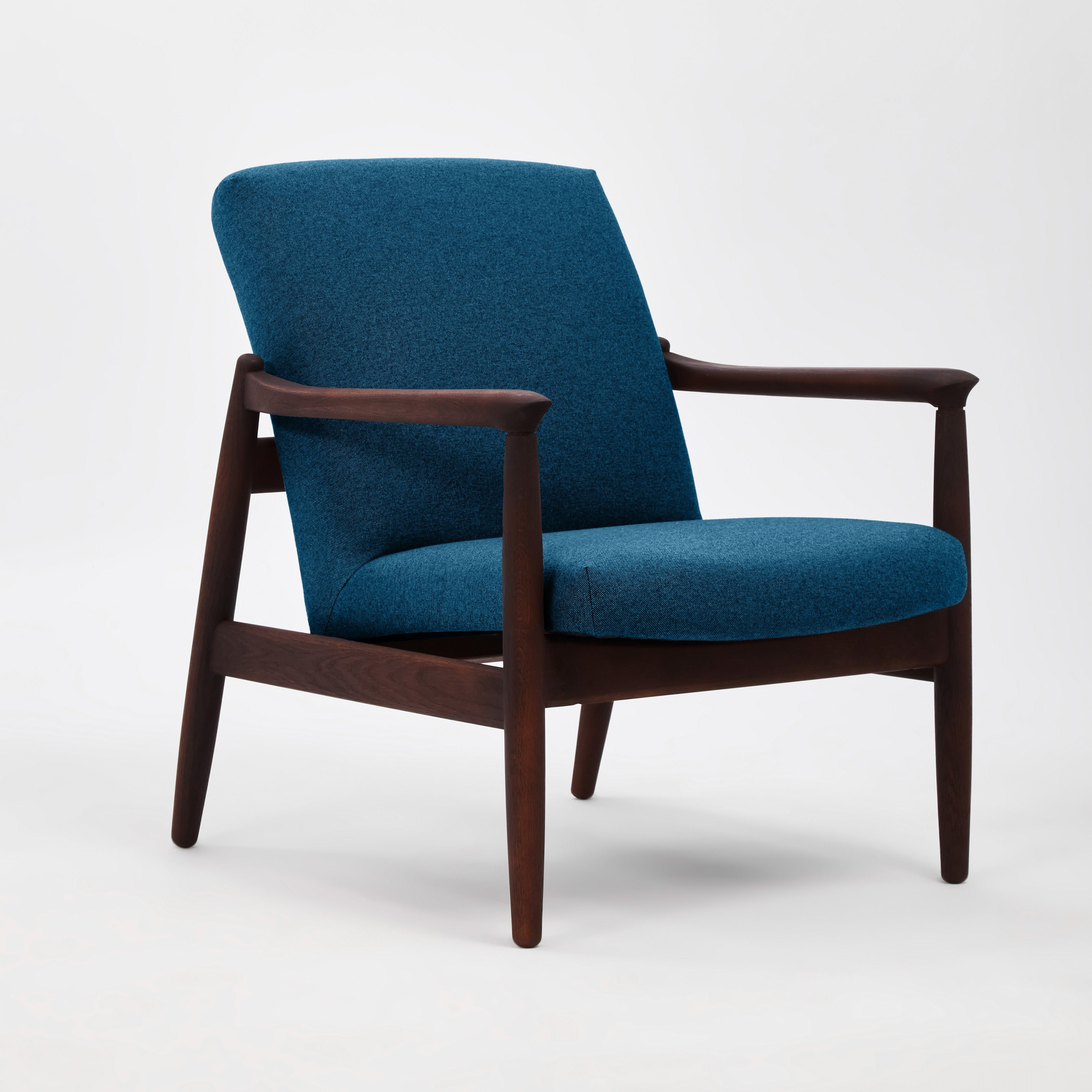 H 64 Lowback Chair oak frame upholstery colour blue