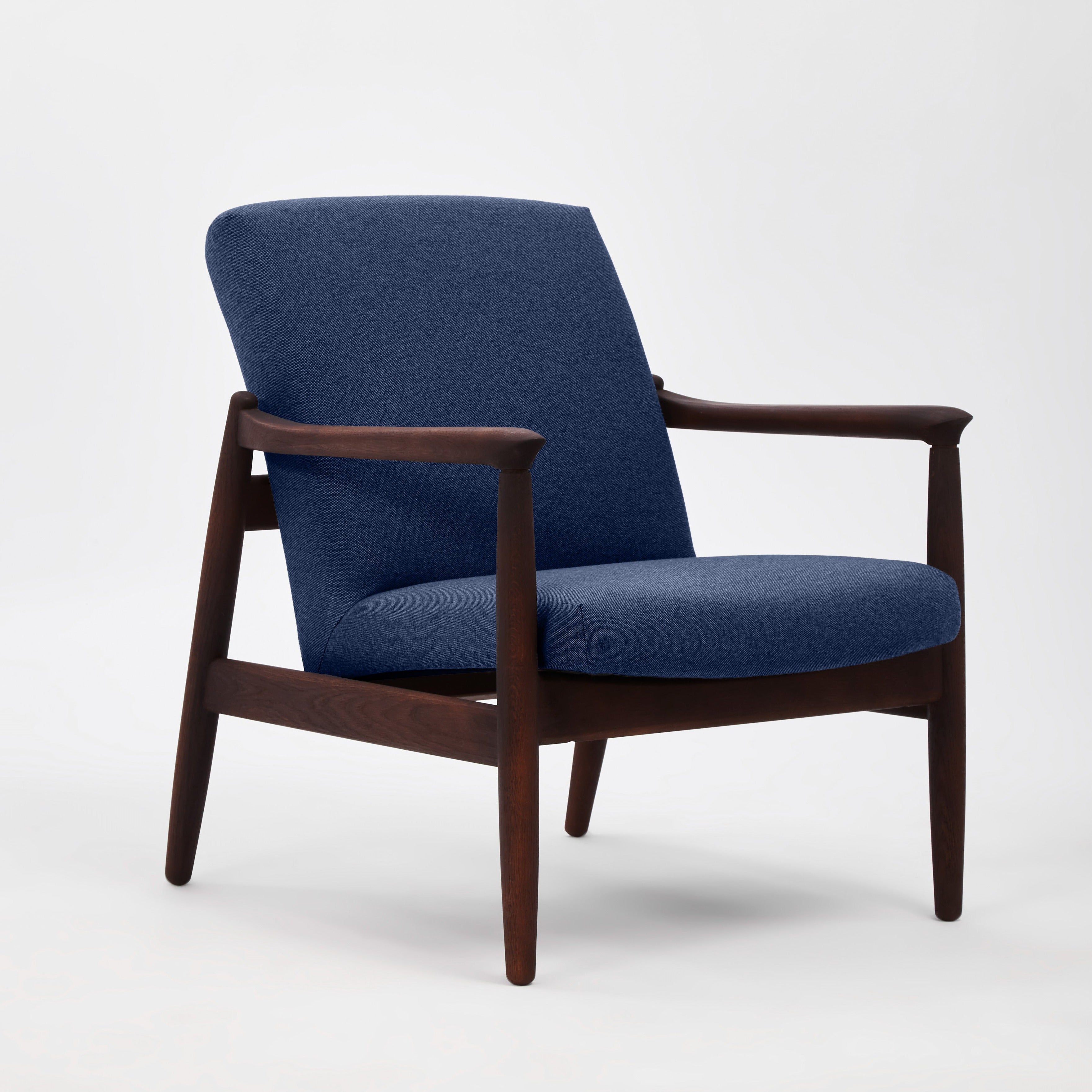 H 64 Lowback Chair oak frame upholstery colour  dark blue