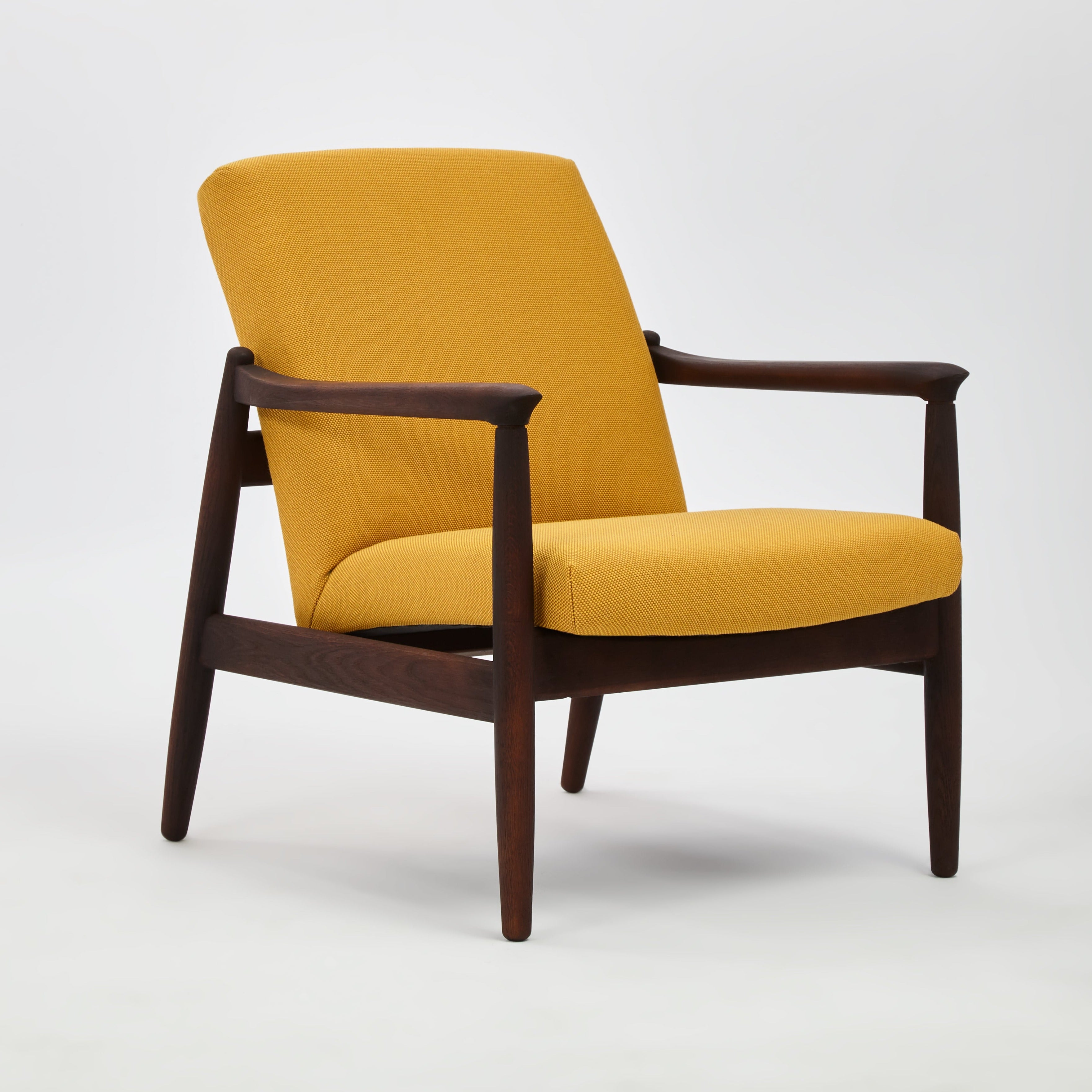 H 64 Lowback Chair oak frame upholstery colour  mustard
