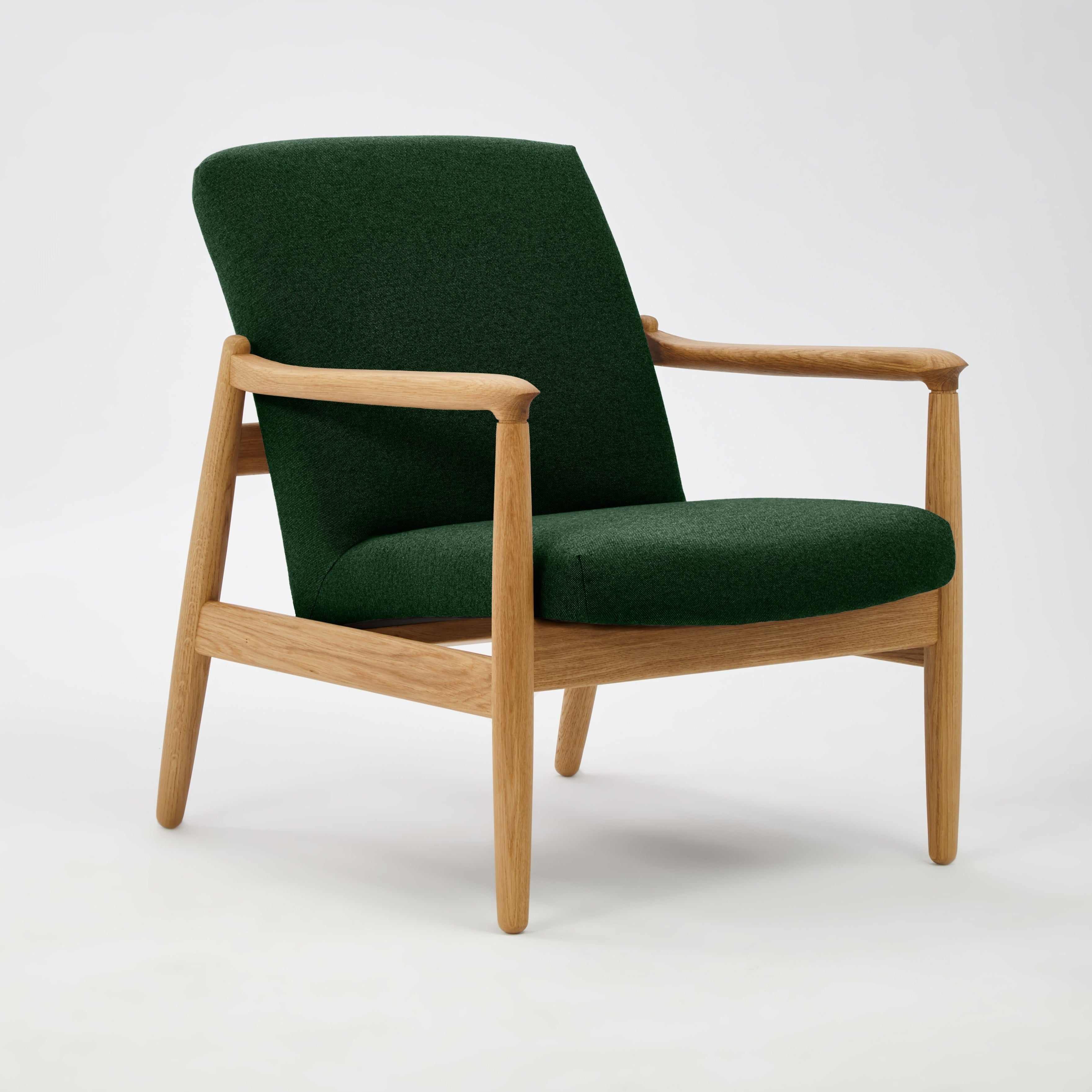 H 64 Lowback Chair oak white finish frame upholstery colour green