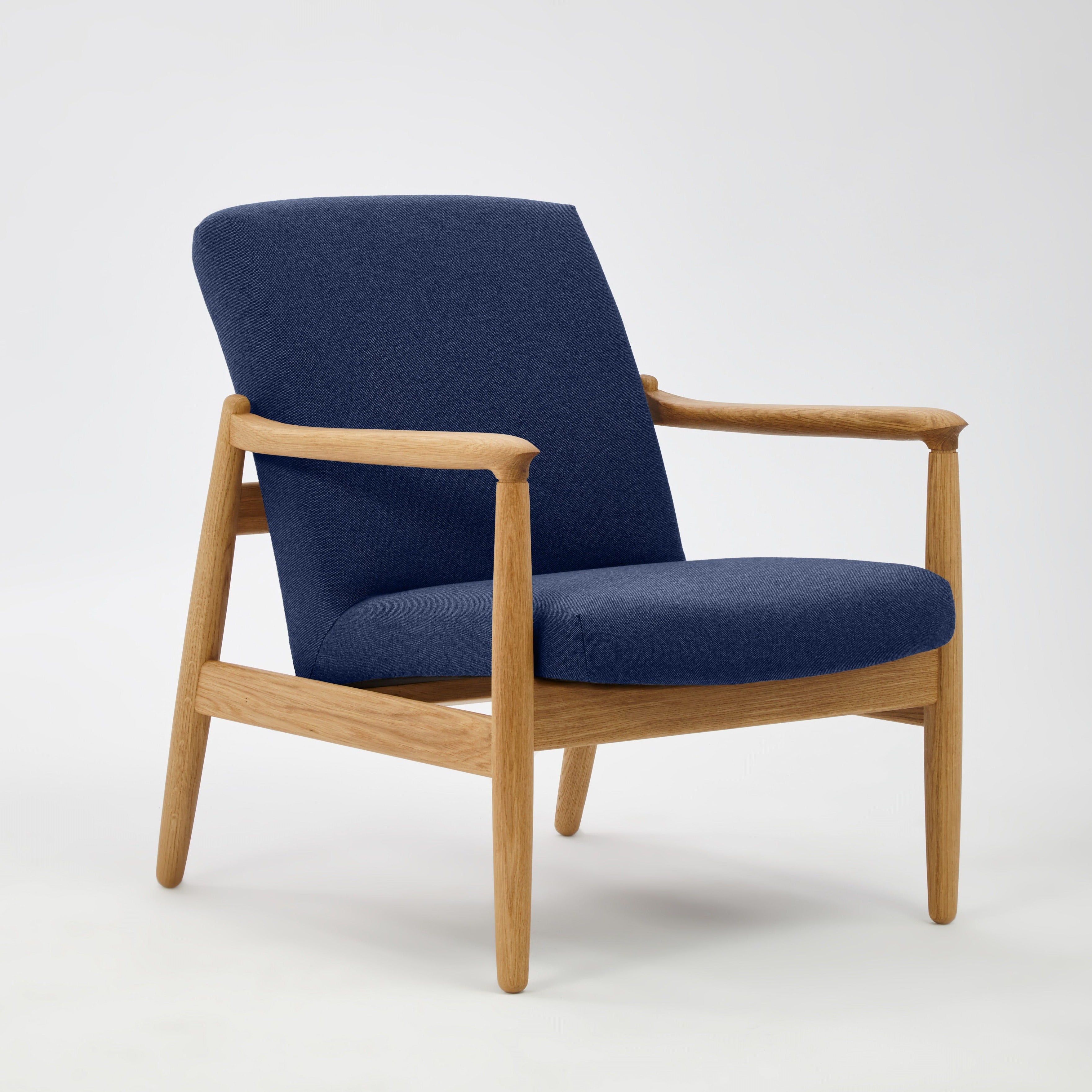H 64 Lowback Chair white finish oak frame upholstery colour  dark blue