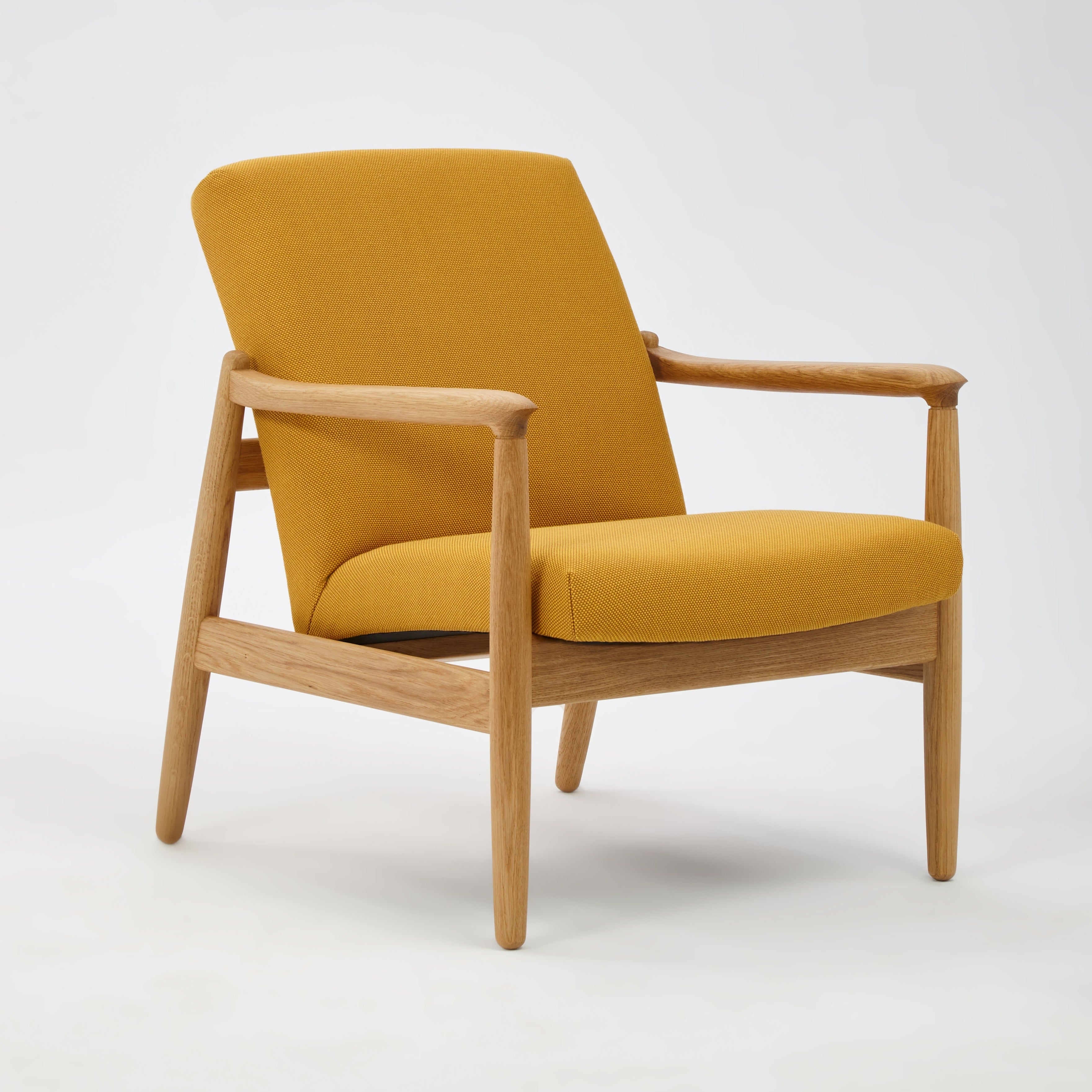 H 64 Lowback Chair white finish oak frame upholstery colour  mustard